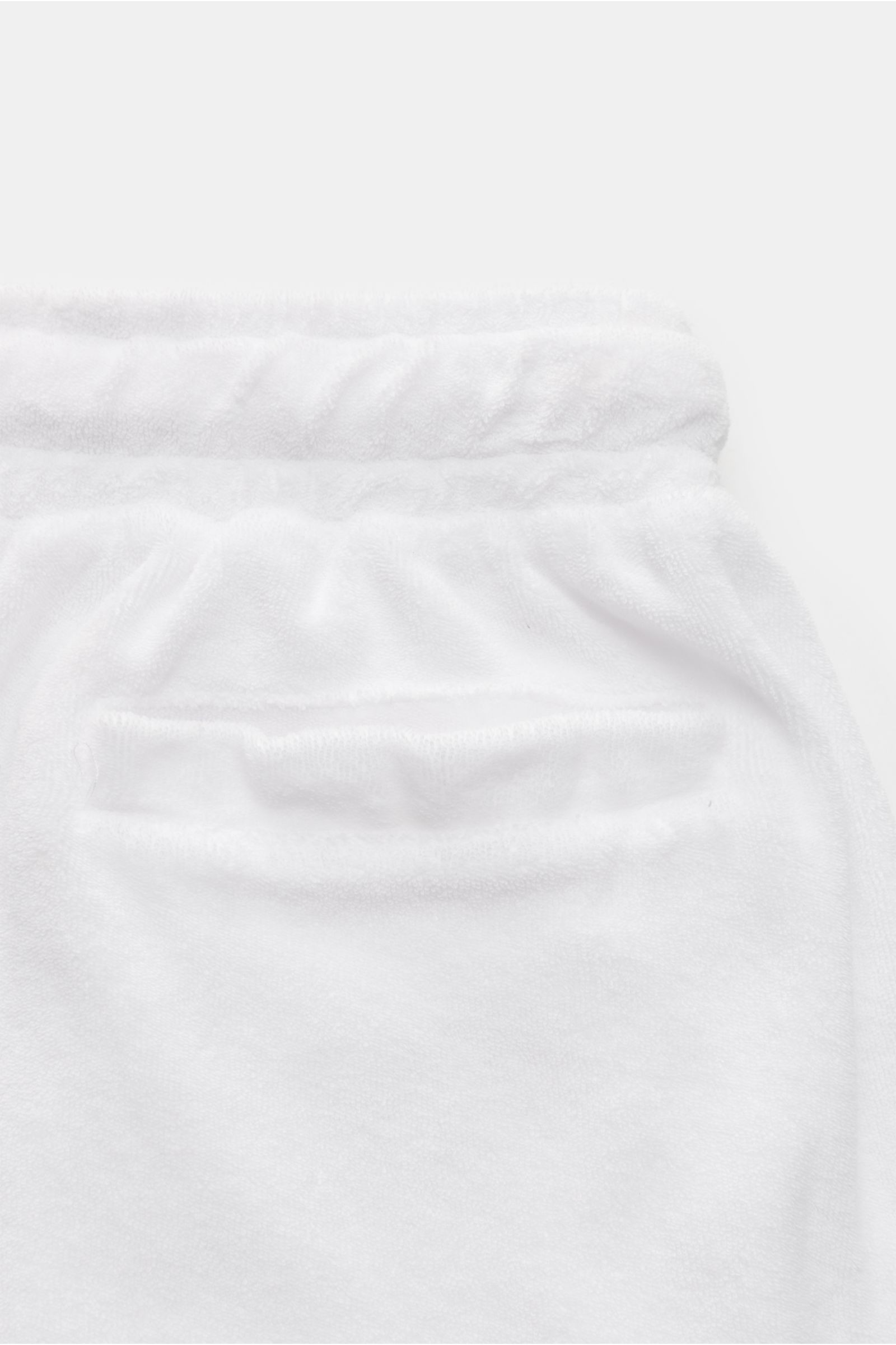 04651/ A trip in a bag Frottee-Bermudas 'Oyster' weiß