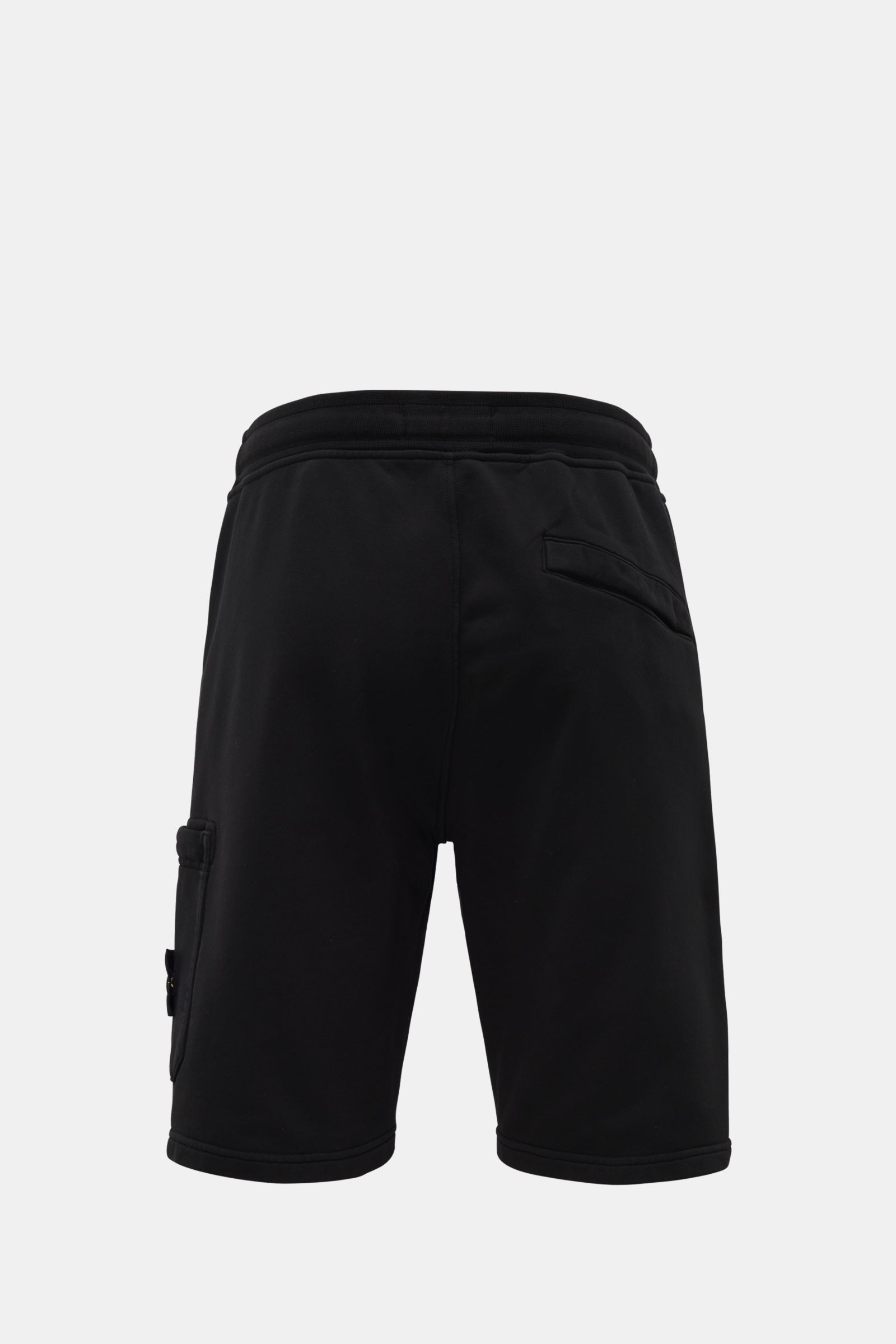 Stone Island Cargo-Sweatshorts 'Felpa' schwarz, Rückansicht, Slim Fit, Baumwolle, elastischer Bund, Cargotasche mit Kompass-Badge.