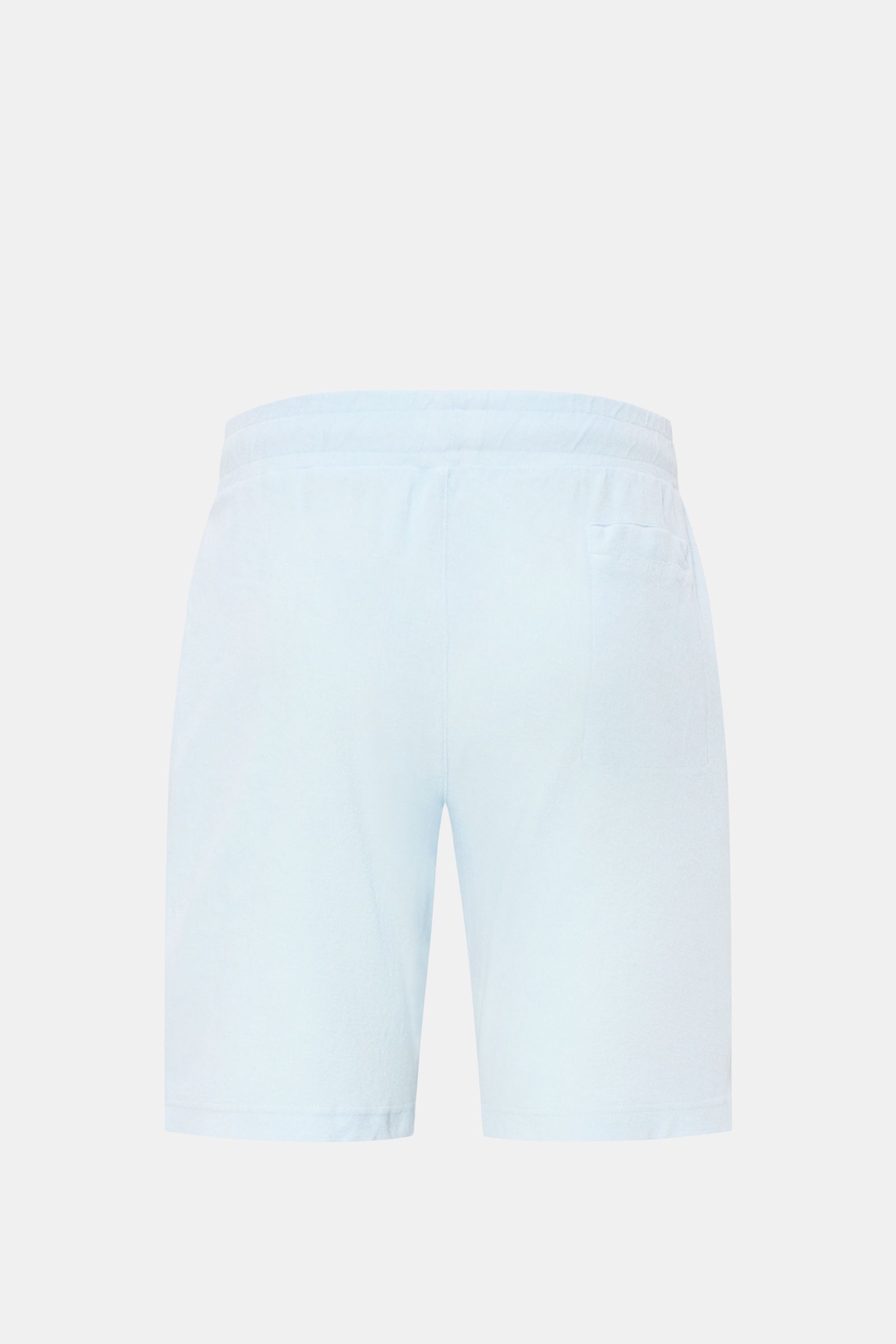 04651/ A trip in a bag Frottee-Shorts 'Terry' pastellblau, Rückansicht, weicher Baumwoll-Frottee, Regular Fit, elastischer Bund mit Tunnelzug, Taschen.
