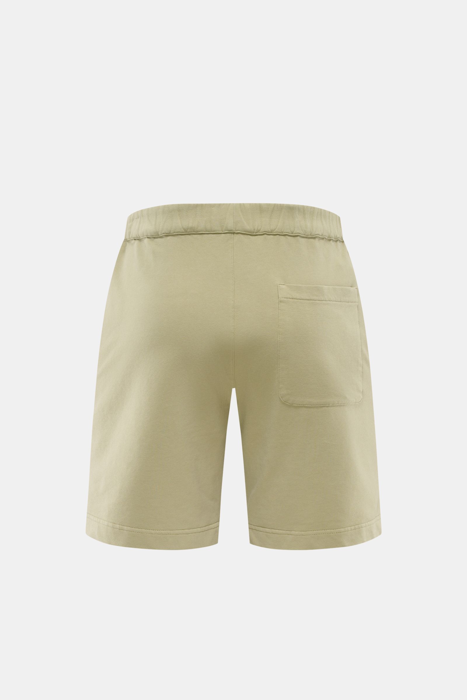 Rückansicht der 04651/ A trip in a bag Sweat-Shorts salbei aus Baumwolle mit elastischem Bund, aufgesetzter Gesäßtasche und softem Griff.