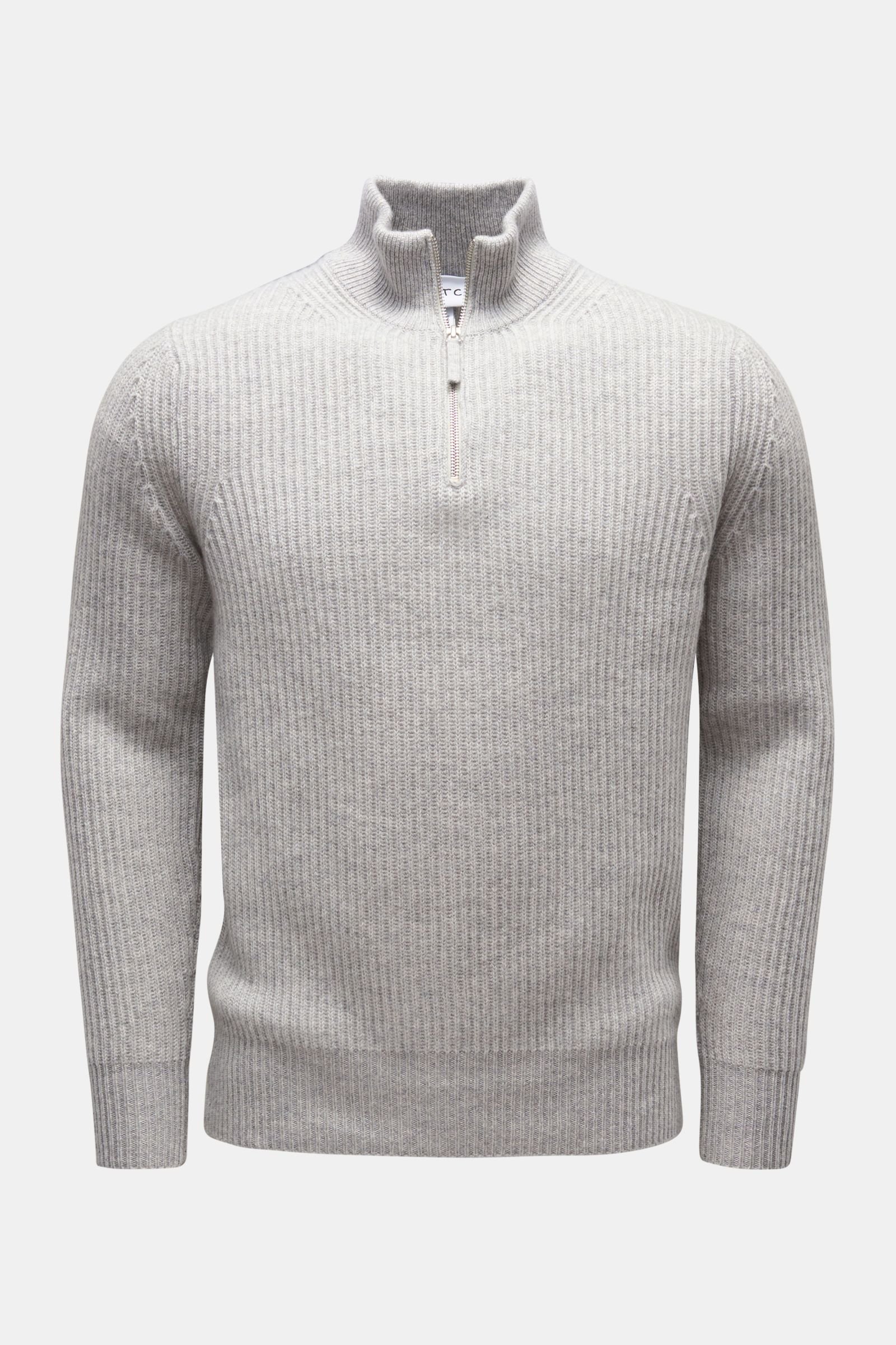 Cashmere half-zip jumper light grey