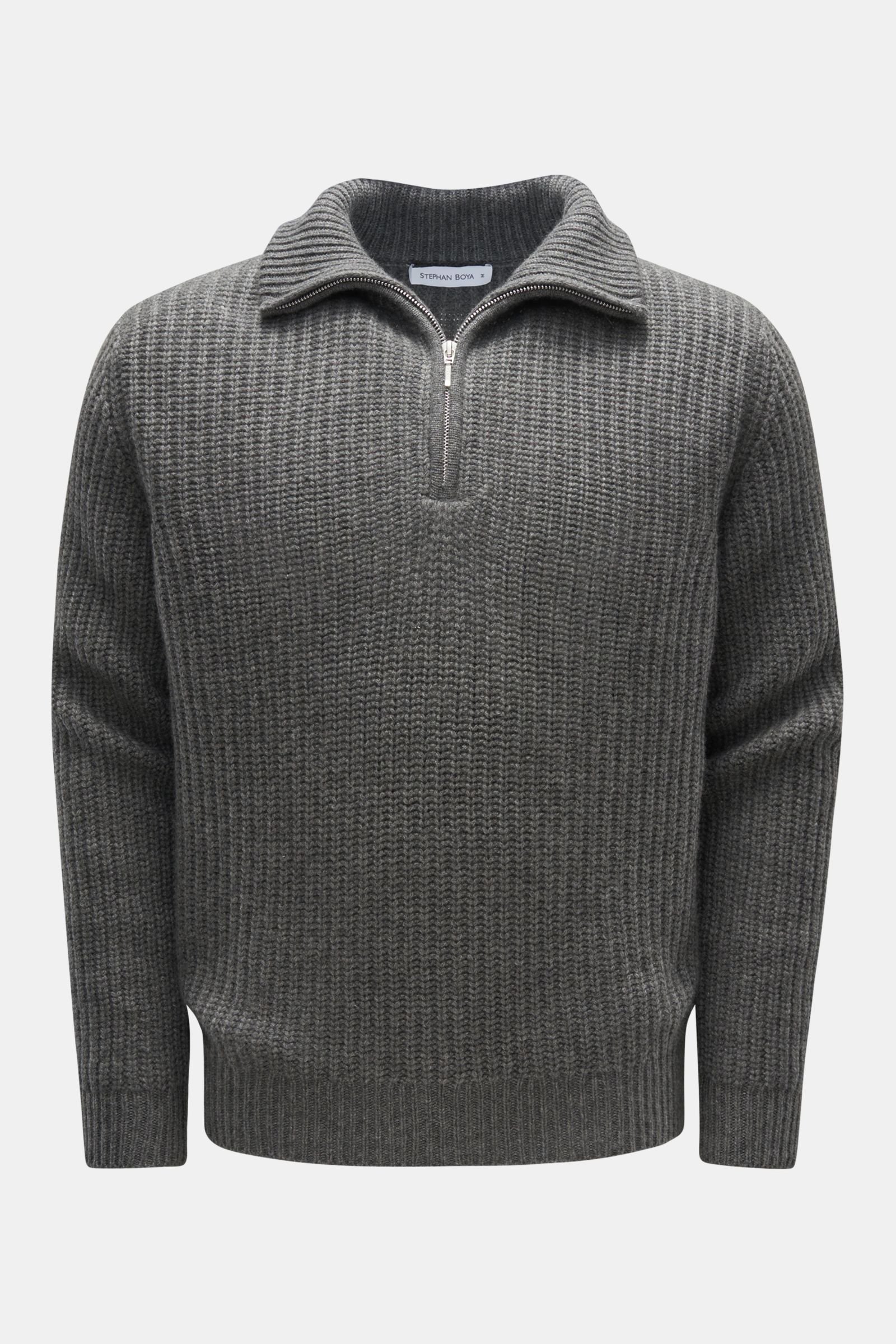 Cashmere half-zip jumper 'Phil' grey