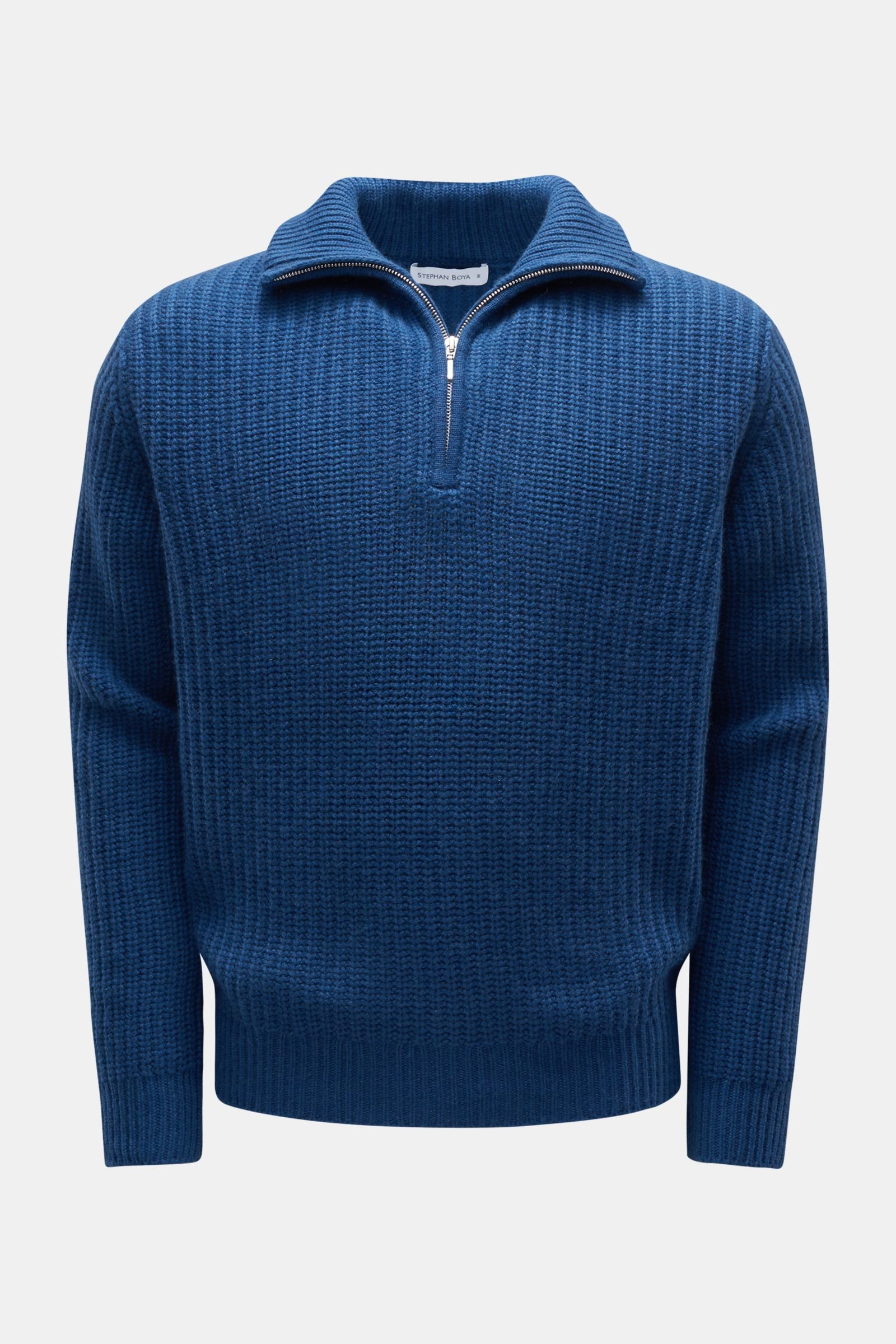 Cashmere half-zip jumper 'Phil' grey-blue