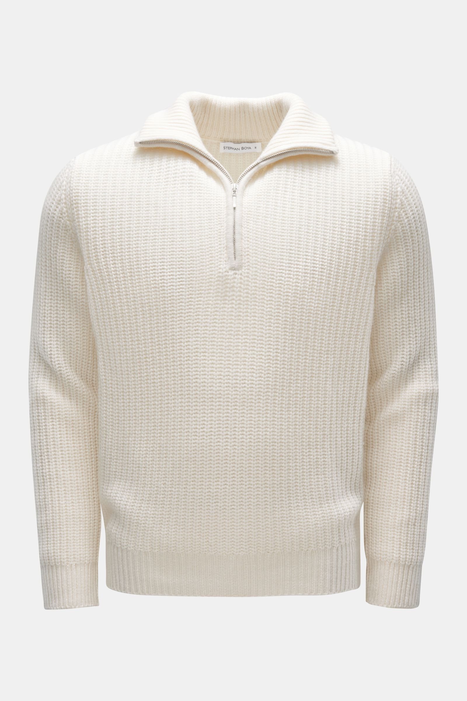 Cashmere half-zip jumper 'Phil' off-white
