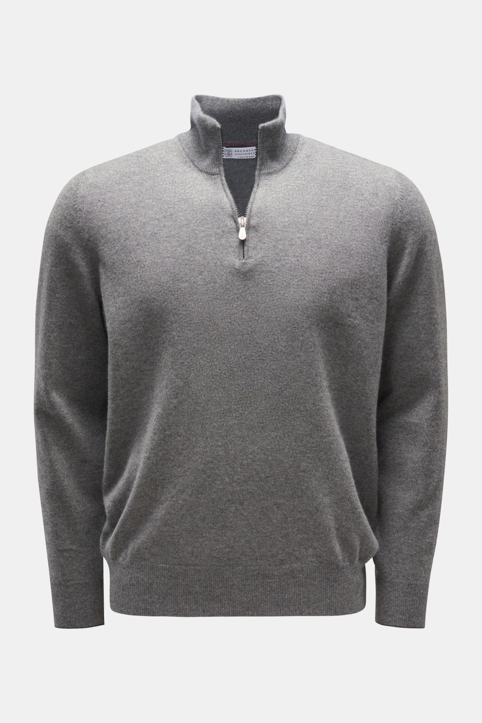 Cashmere half-zip jumper grey