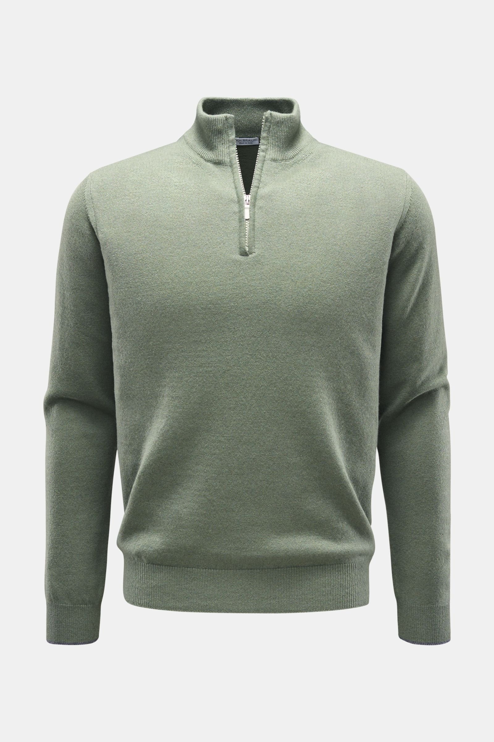 Cashmere half-zip jumper grey-green