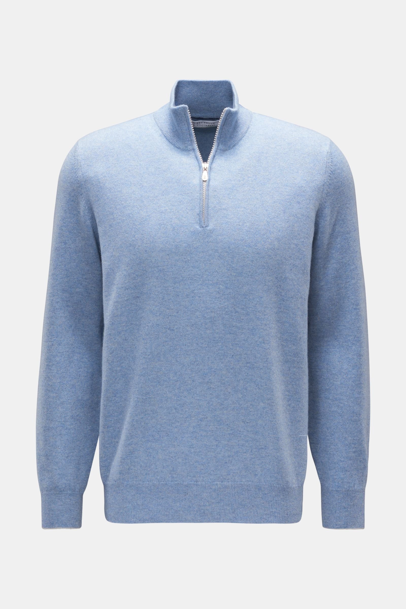 Cashmere half-zip jumper light blue