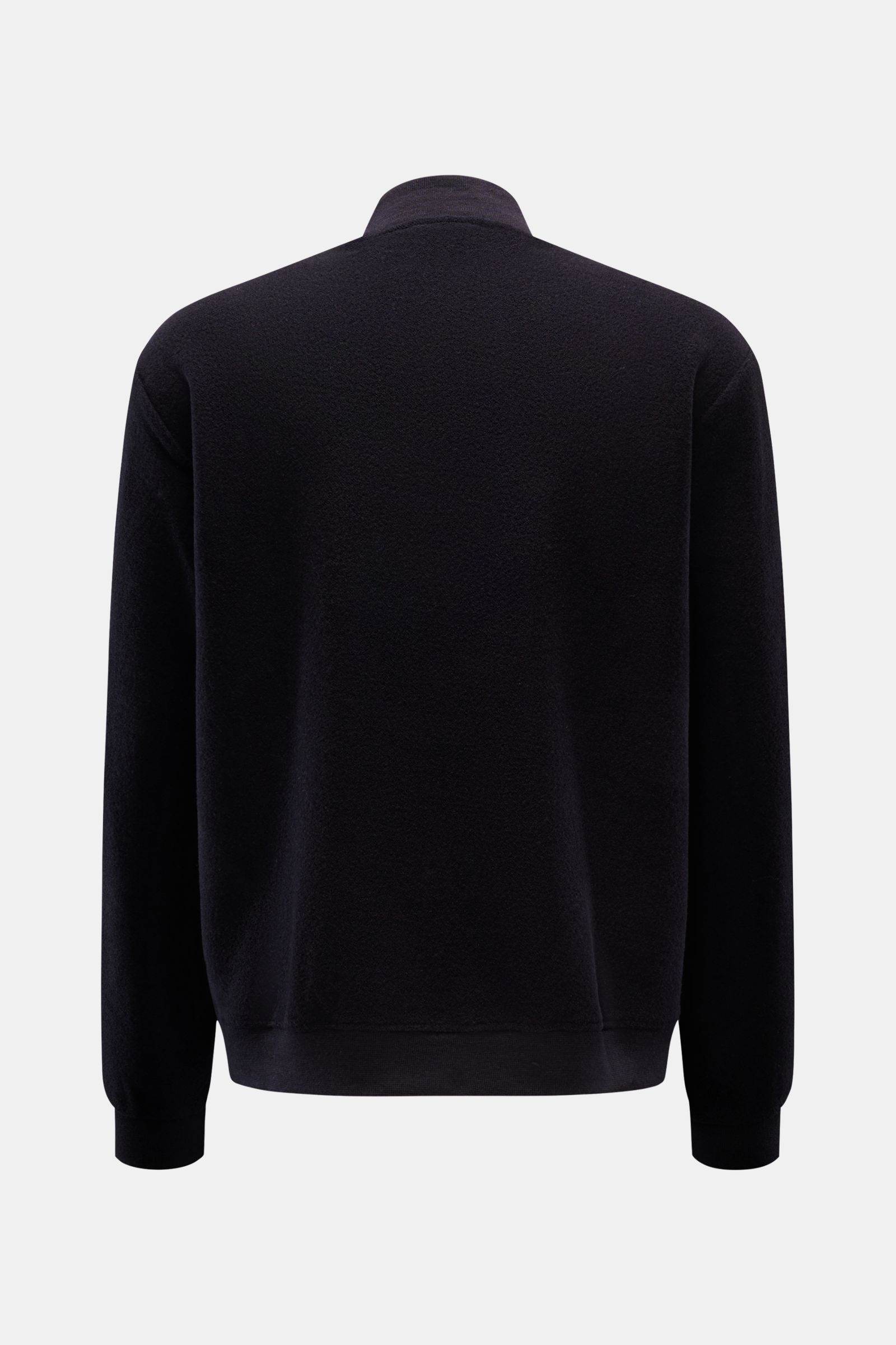 Rückansicht des 04651/ A trip in a bag Blouson navy aus samtiger Woll-Baumwollmischung mit Rippkragen, Rippbündchen und Slim Fit.