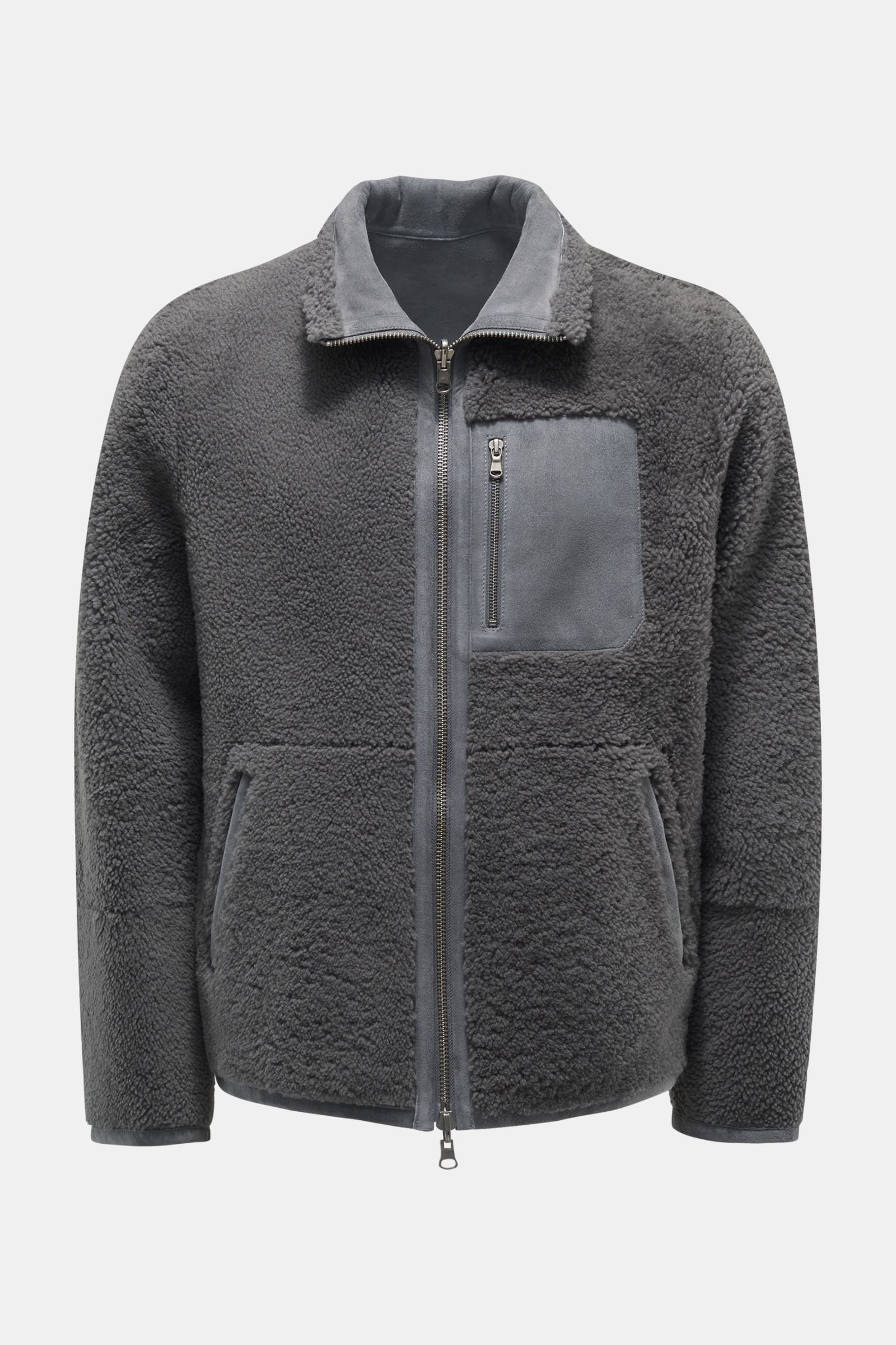 Reversible shearling jacket dark grey