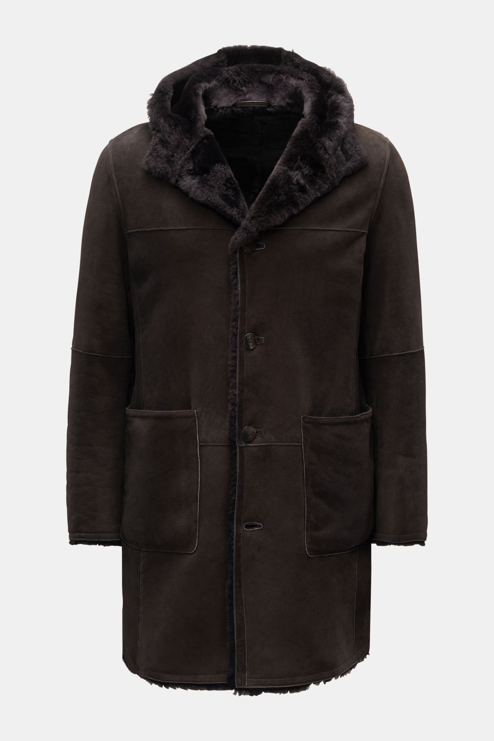 Shearling coat dark brown