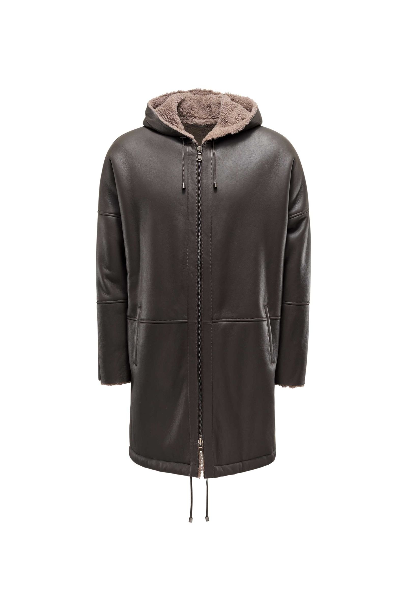 Shearling coat 'Ryan' grey-brown