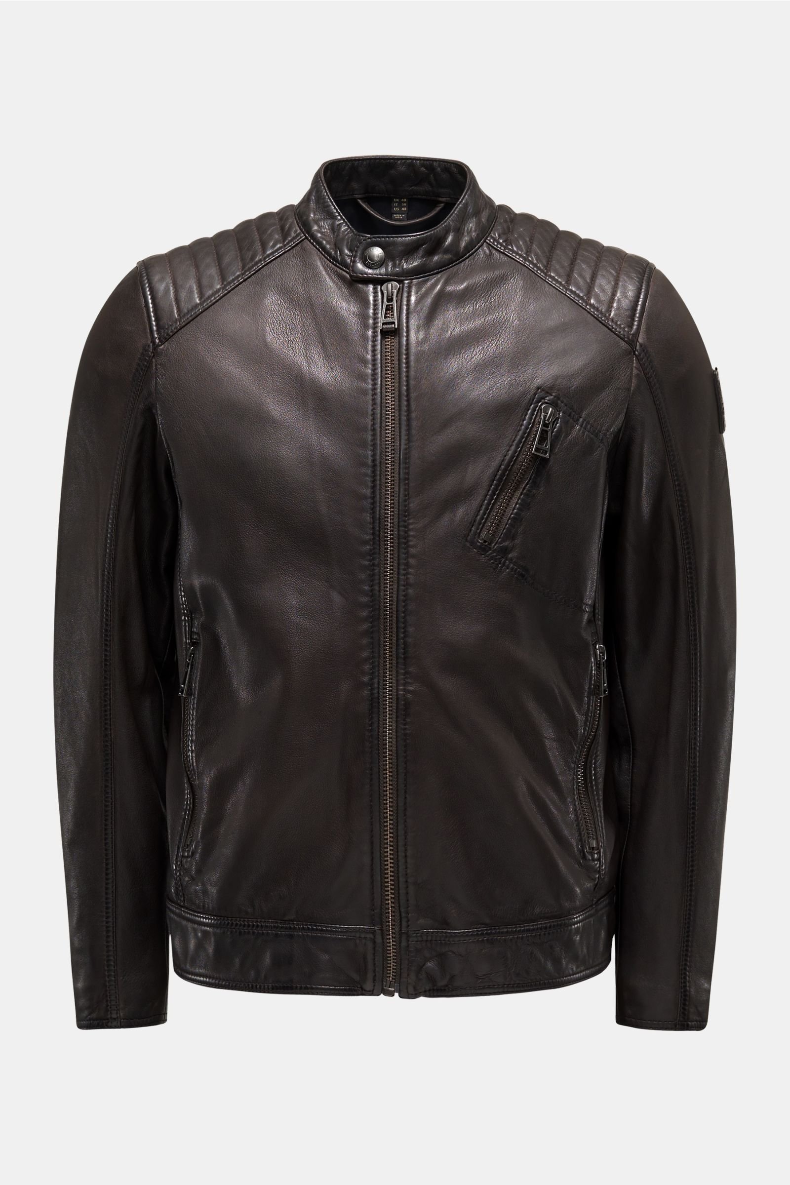 Leather jacket 'V Racer' dark brown