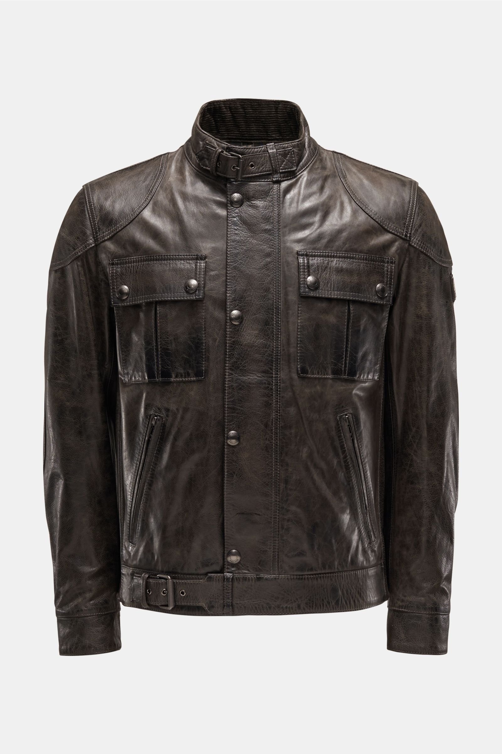 Leather jacket 'Gangster' dark olive