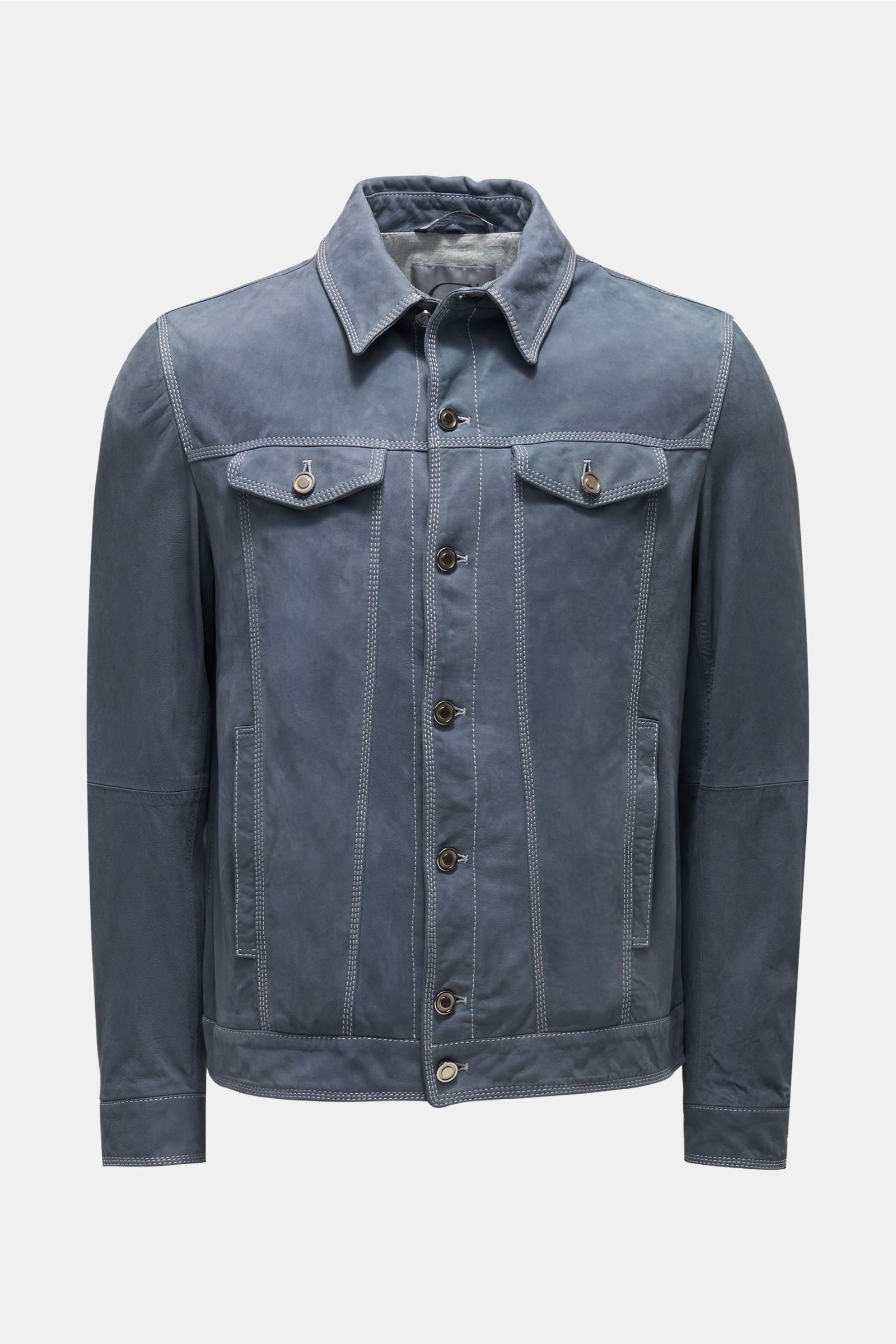 Leather jacket grey-blue