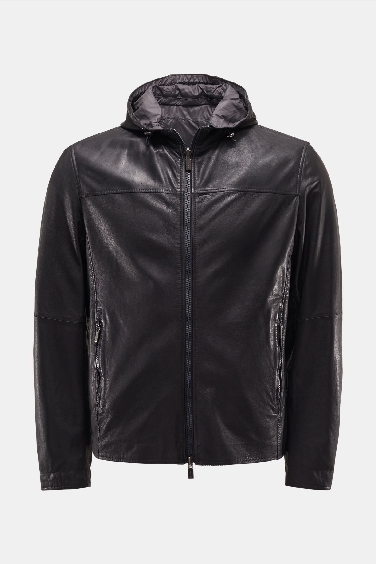 Reversible leather jacket dark navy