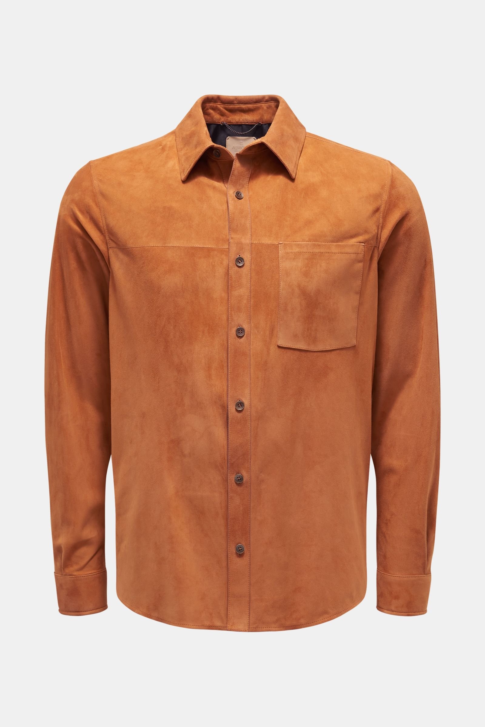 Suede overshirt rust brown