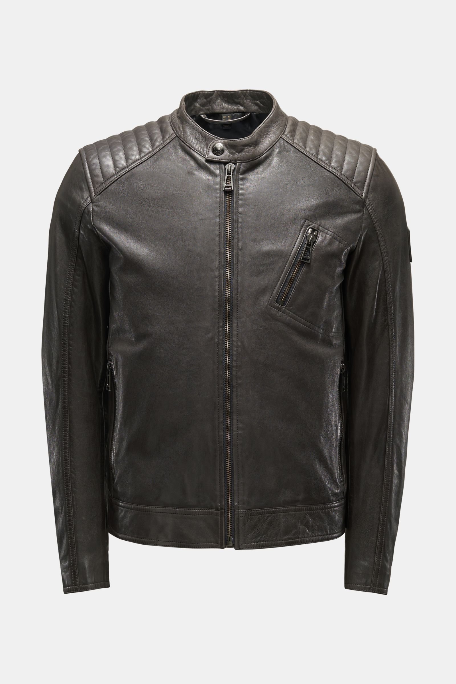 Leather jacket 'V Racer 2.0' dark grey