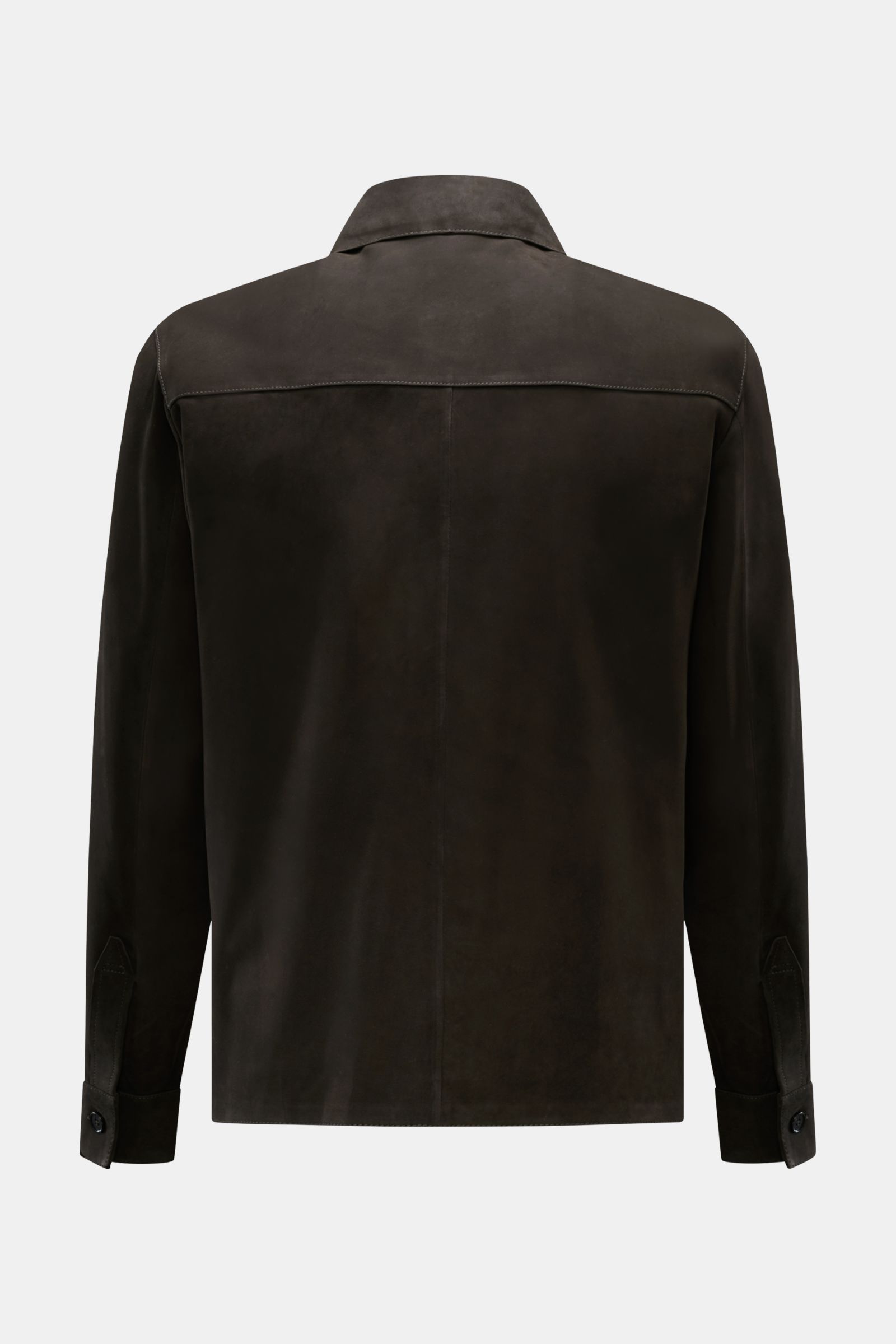 Arma Velourslederjacke 'Dillen' anthrazit, Rückansicht, edles Lammveloursleder, Slim Fit, Umlegekragen, Knopfärmel, Brusttasche mit Patte, sechs Knöpfe