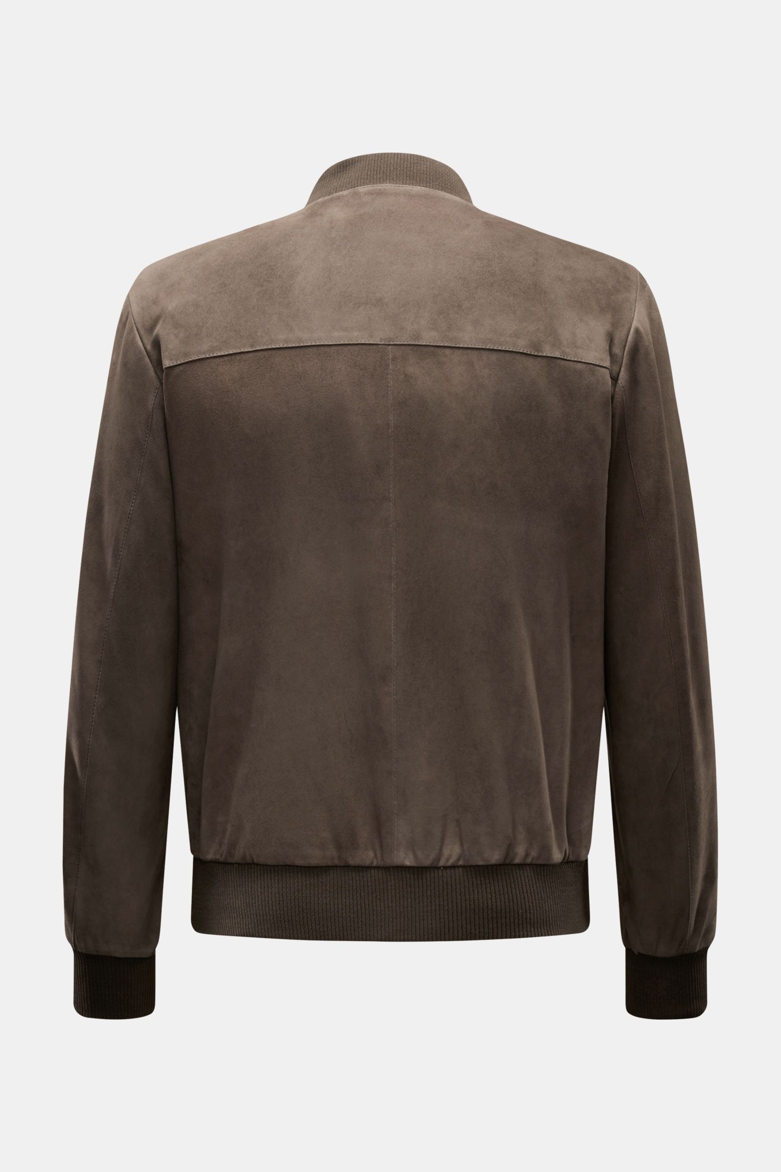 Arma Veloursleder-Blouson 'Didier' dunkelbraun, Rückansicht, Slim Fit, feines Ziegenvelours, Blousonkragen, elastische Rippbündchen, zwei Innentaschen.