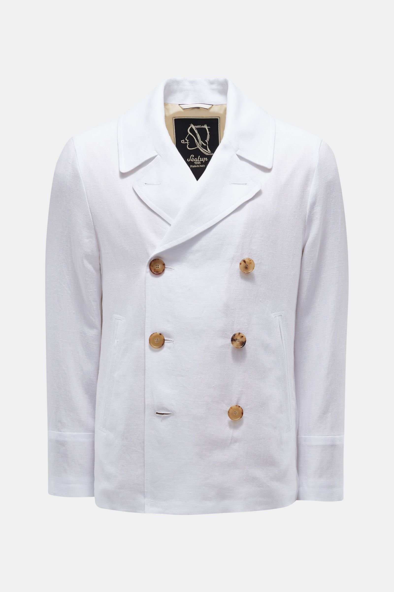 Linen pea coat white