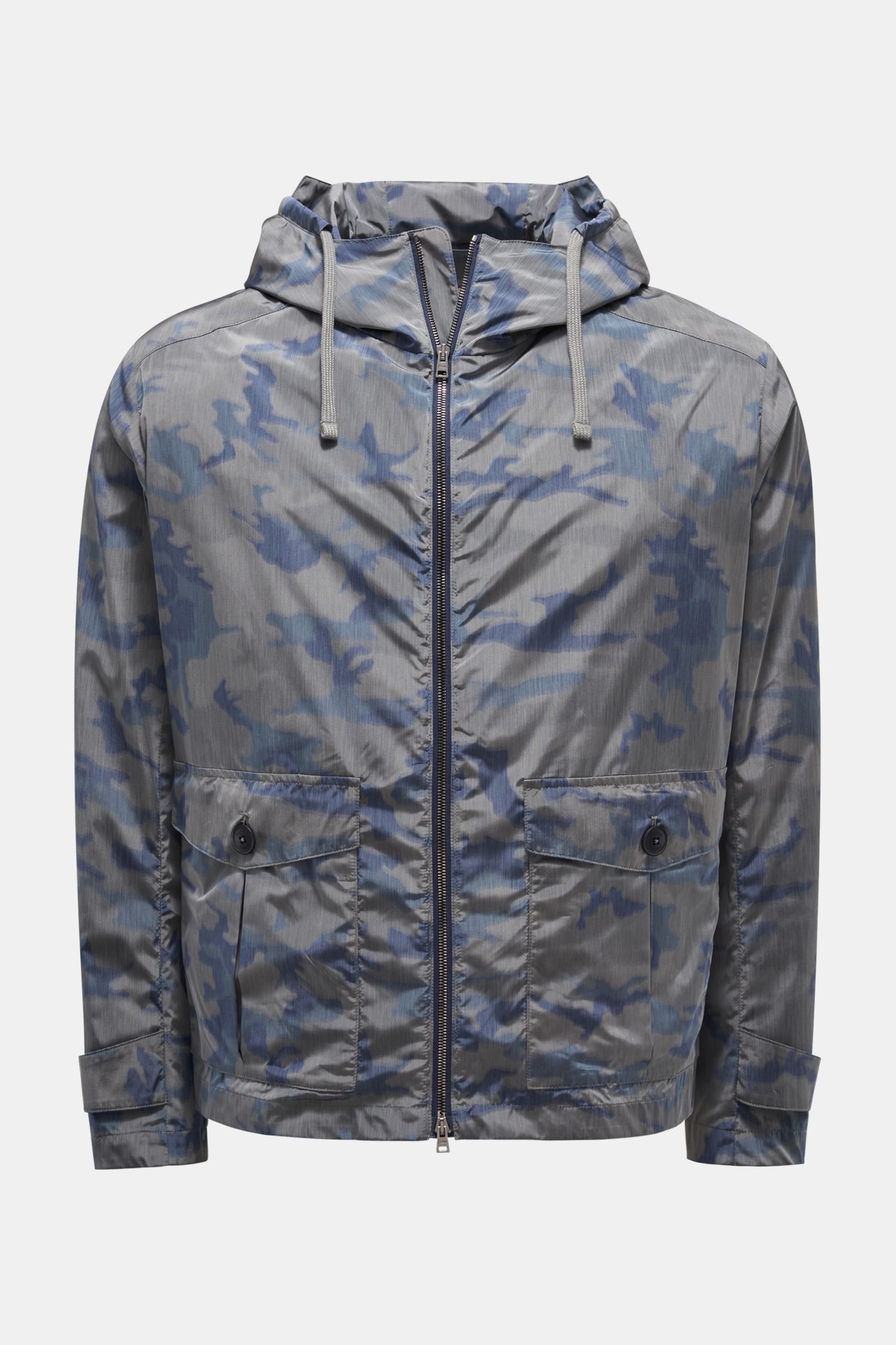 Coat grey-blue/dark blue patterned