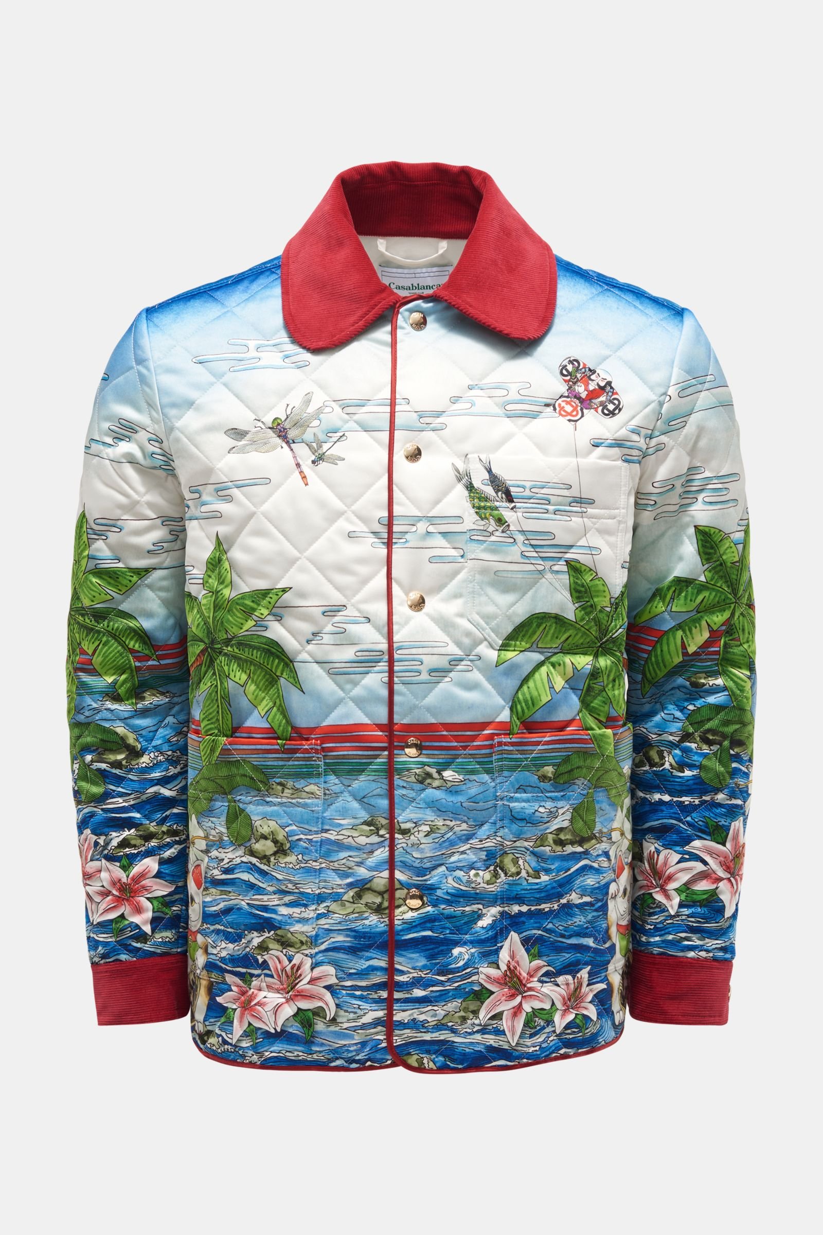 Quilted jacket 'Table Tennis Club Sunrise' light blue/green patterned