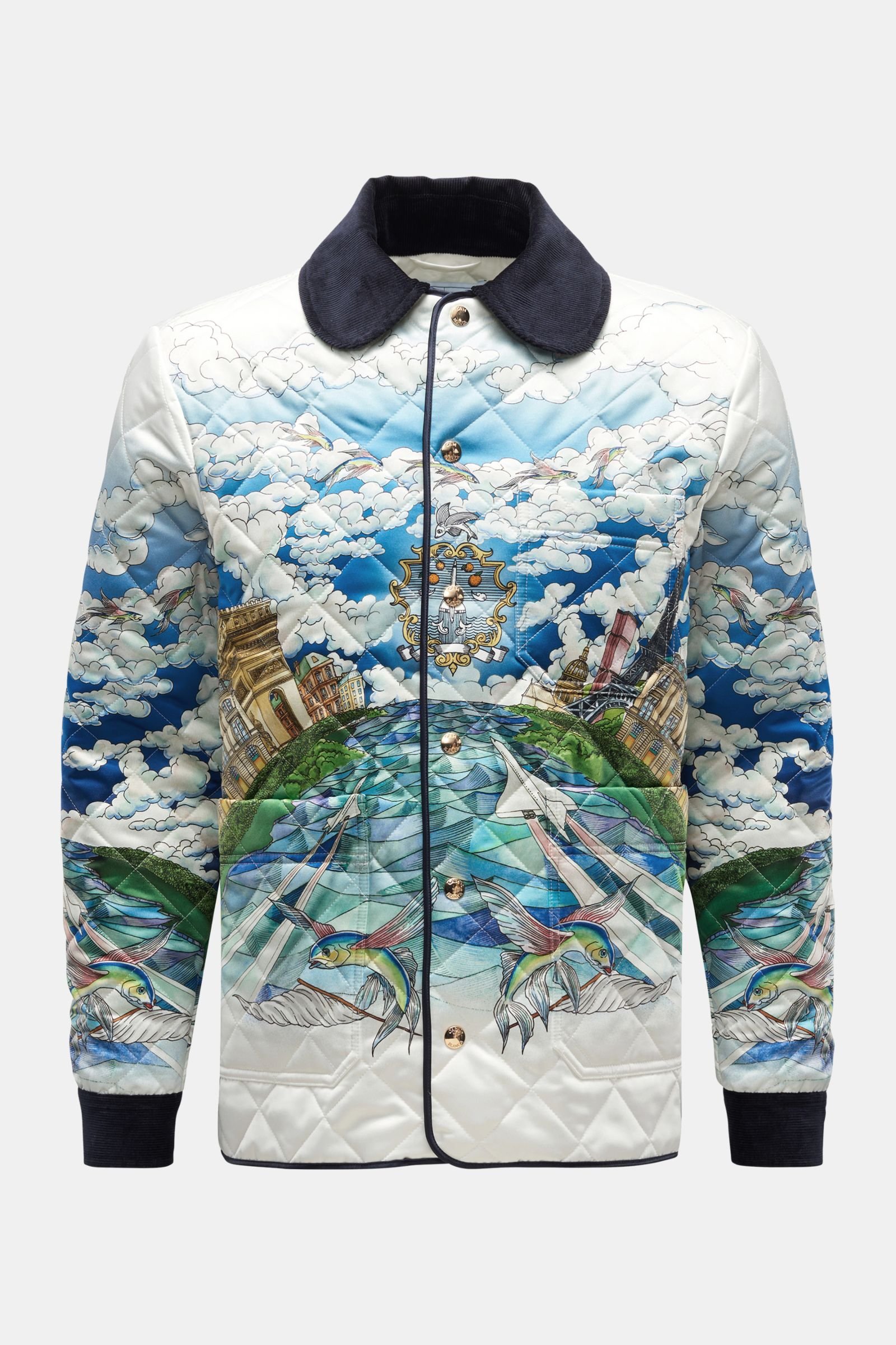 Quilted jacket 'Le Vol Ideal' light blue/green patterned