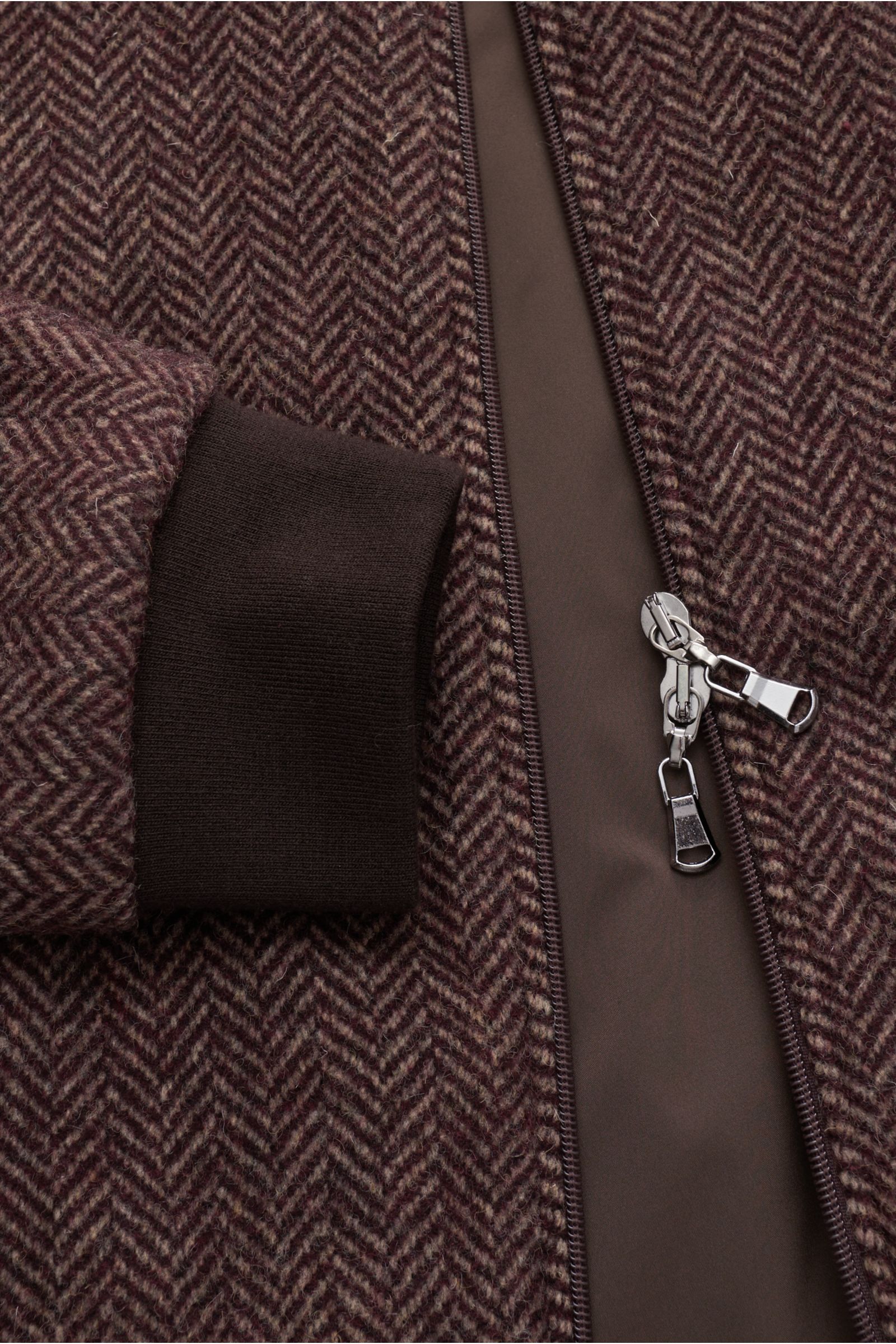 04651/ A trip in a bag Woll-Blouson bordeaux/hellbraun