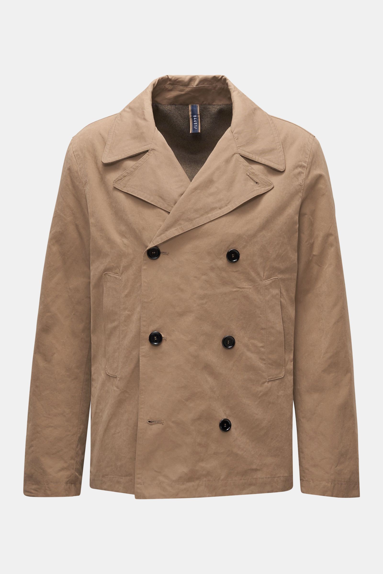 04651/ A trip in a bag Pea coat 'Waxed cotton' beige