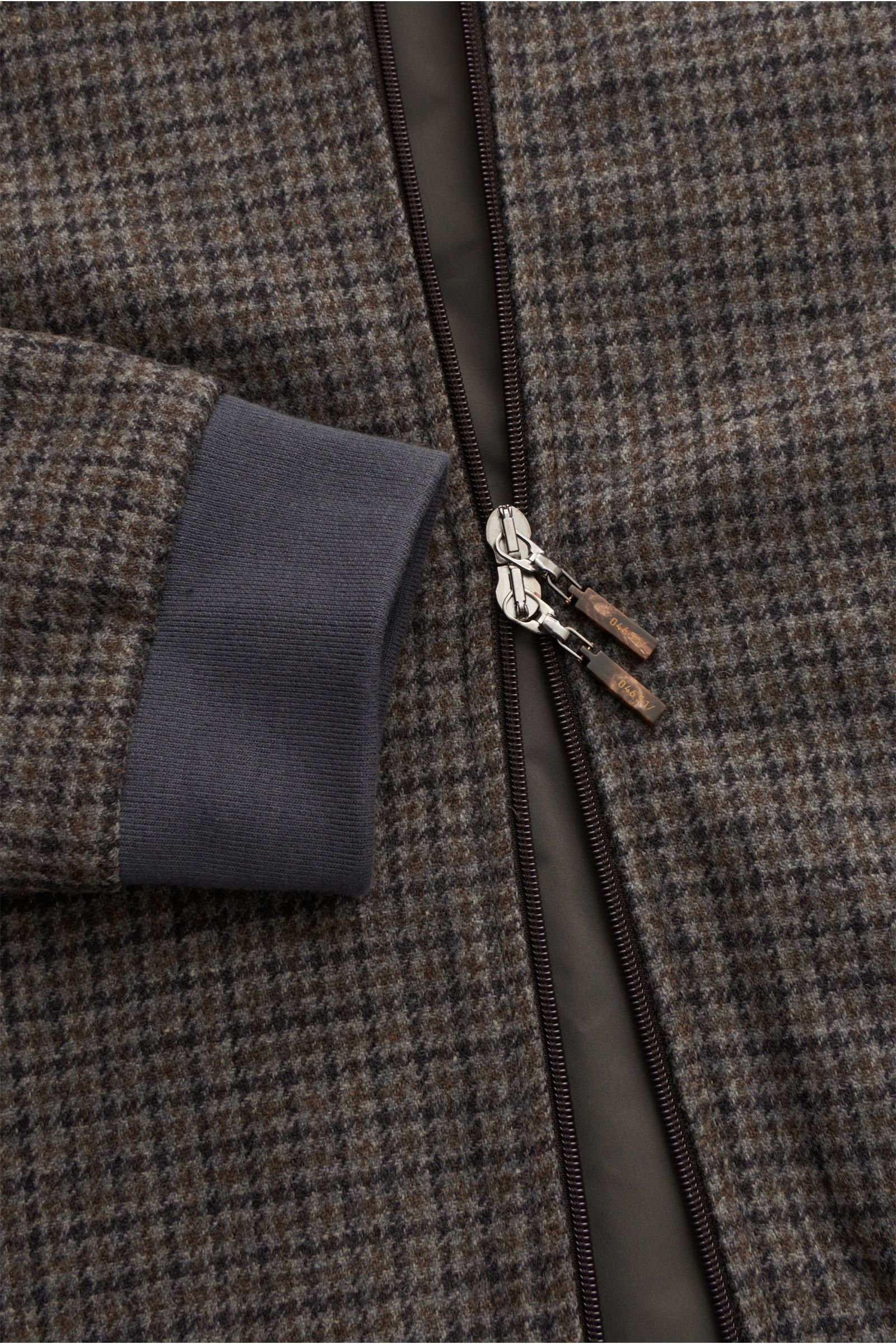 04651/ A trip in a bag Wool blouson 'Check Bomber' grey/brown checked