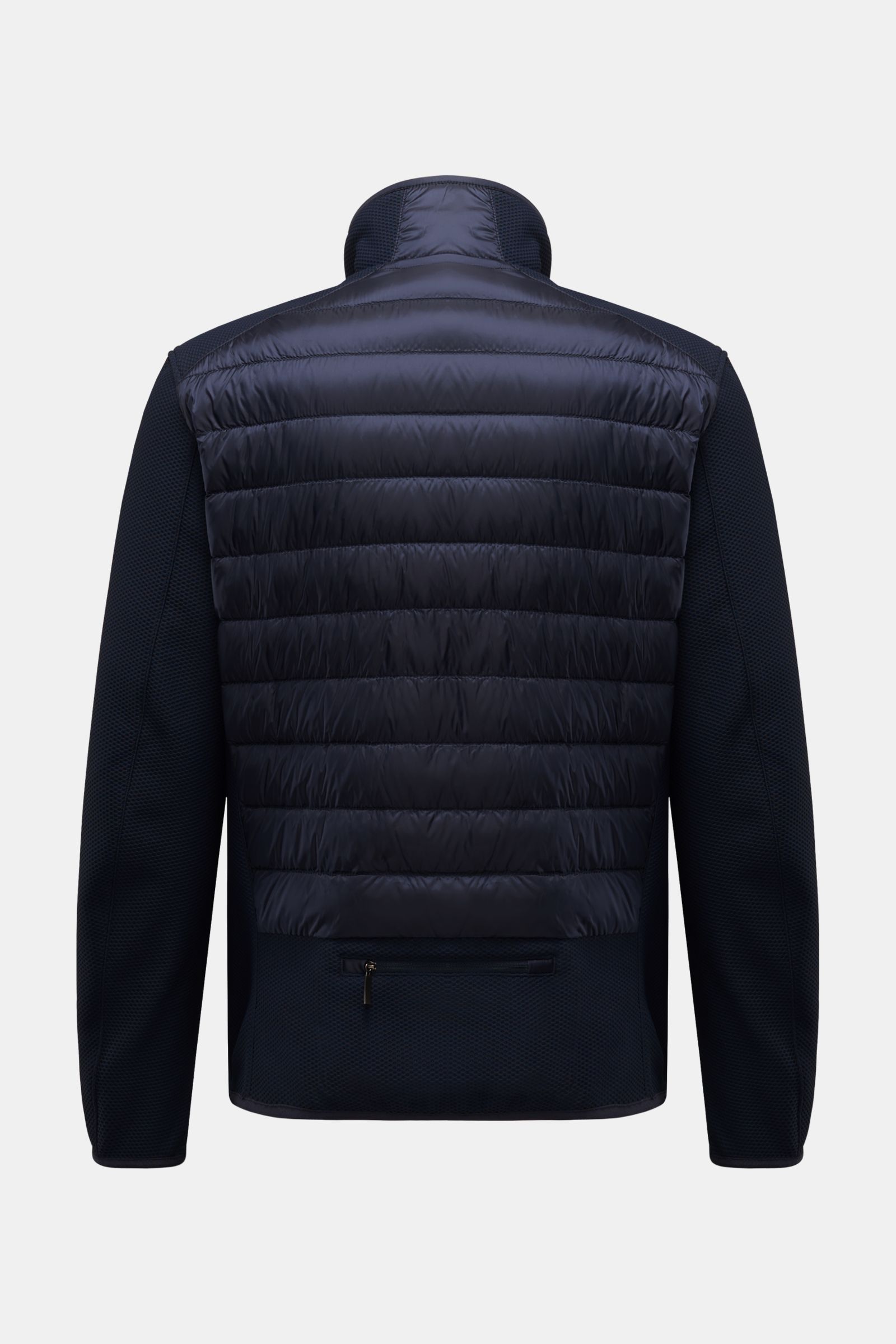 Parajumpers Daunenjacke 'Jayden' navy shown from the back, featuring hochwertige Microfaser, glatter Griff, windabweisend, Slim Fit, leichte Daunenfüllung im Brust- und Rückenbereich, Ärmel aus Mesh, Stehkragen mit Knopfriegel, PARAJUMPERS-Weblabel am Obe
