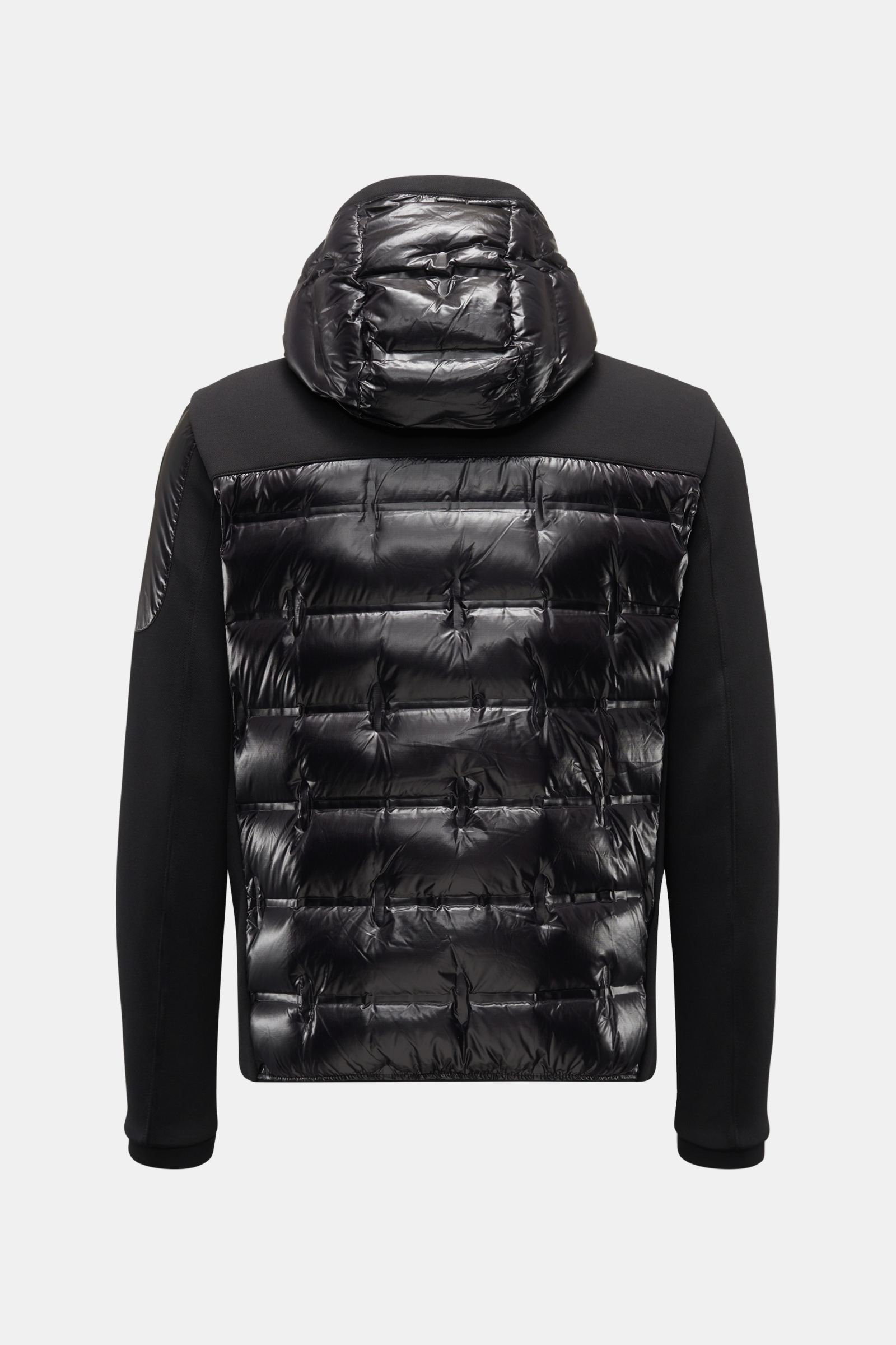 Parajumpers Daunenjacke 'Gyles' schwarz, Rückansicht, glänzende Ripstop-Microfaser, gesteppter Slim Fit mit Jersey-Details, Kapuze, Daunenfüllung.