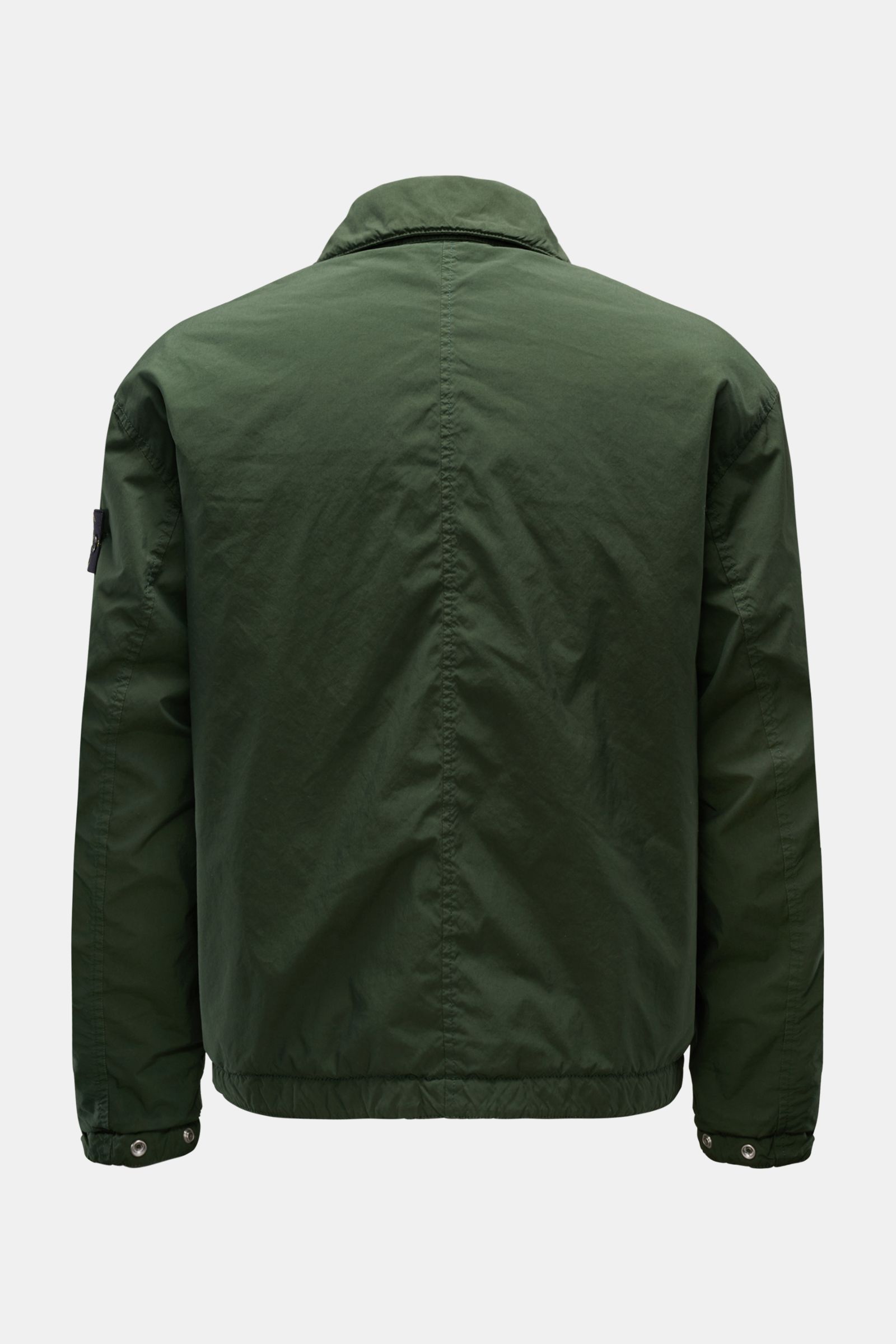 Stone Island Jacke 'Light Compact Touch Poly-TC' dunkelgrün, Rückansicht, wasserabweisend, elastische Microfaser, Kompass-Badge am Ärmel.