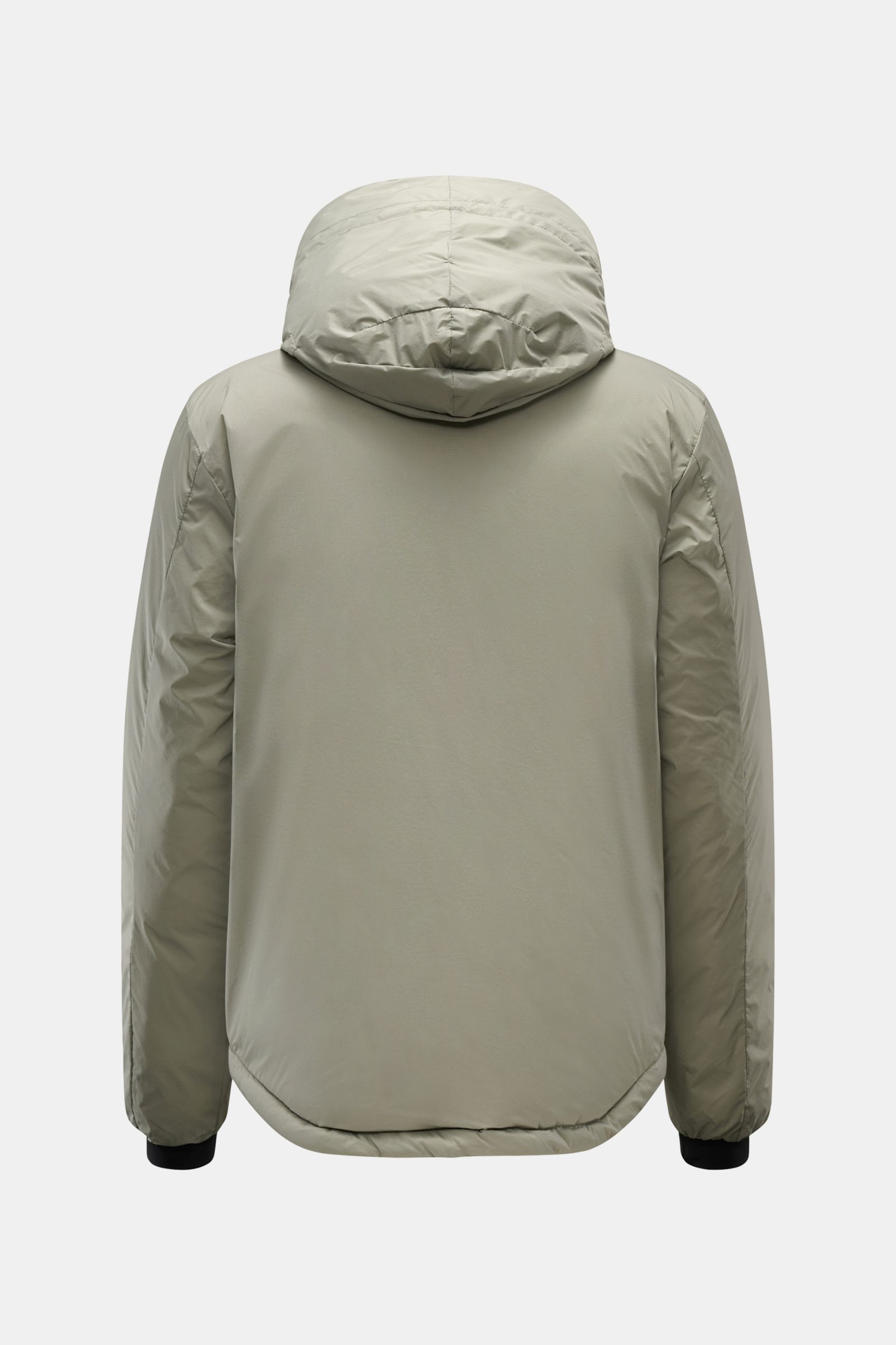 Canada Goose Daunenjacke 'Lodge Hoody' graugrün, Rückansicht, leichte, wind- und wasserabweisende Daunenjacke mit Kapuze, Slim Fit, verstaubar.