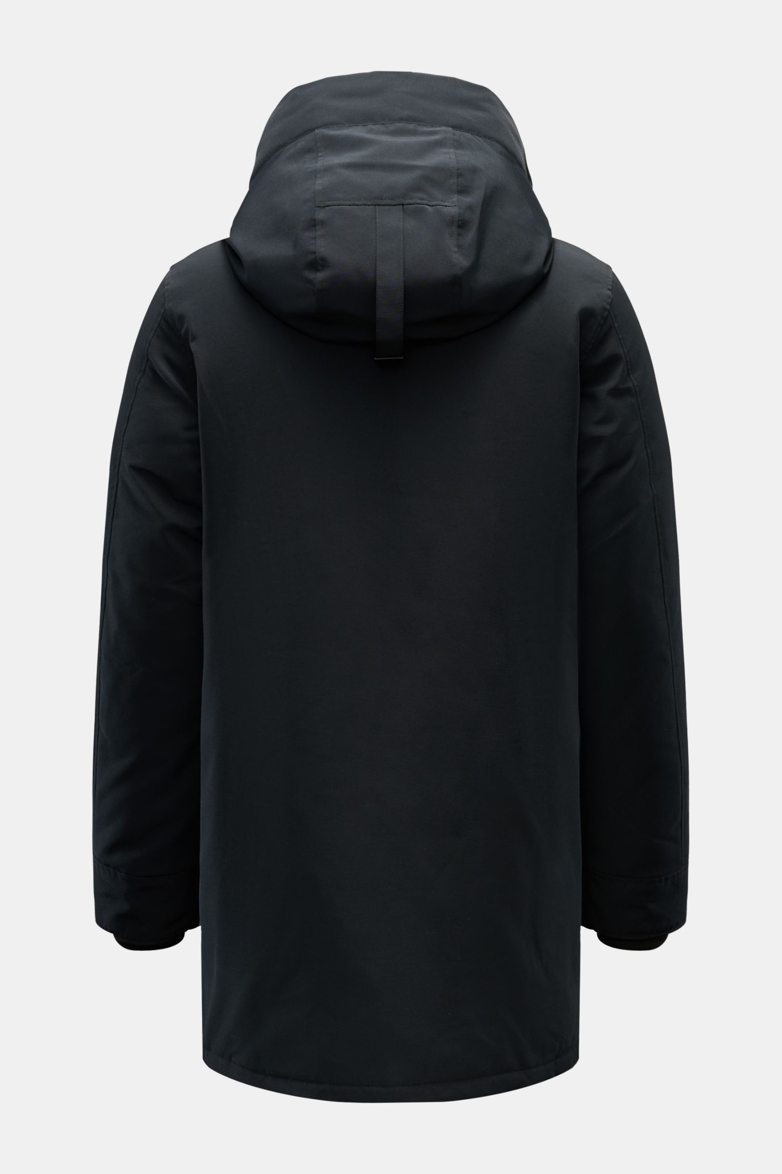 Rear view of Canada Goose Down parka 'Langford' black, showcasing its Arctic-Tech fabric, hood, and functional design for extreme weather.

Description: Urban style with an arctic background – the down parka 'Langford' by CANADA GOOSE impresses with it