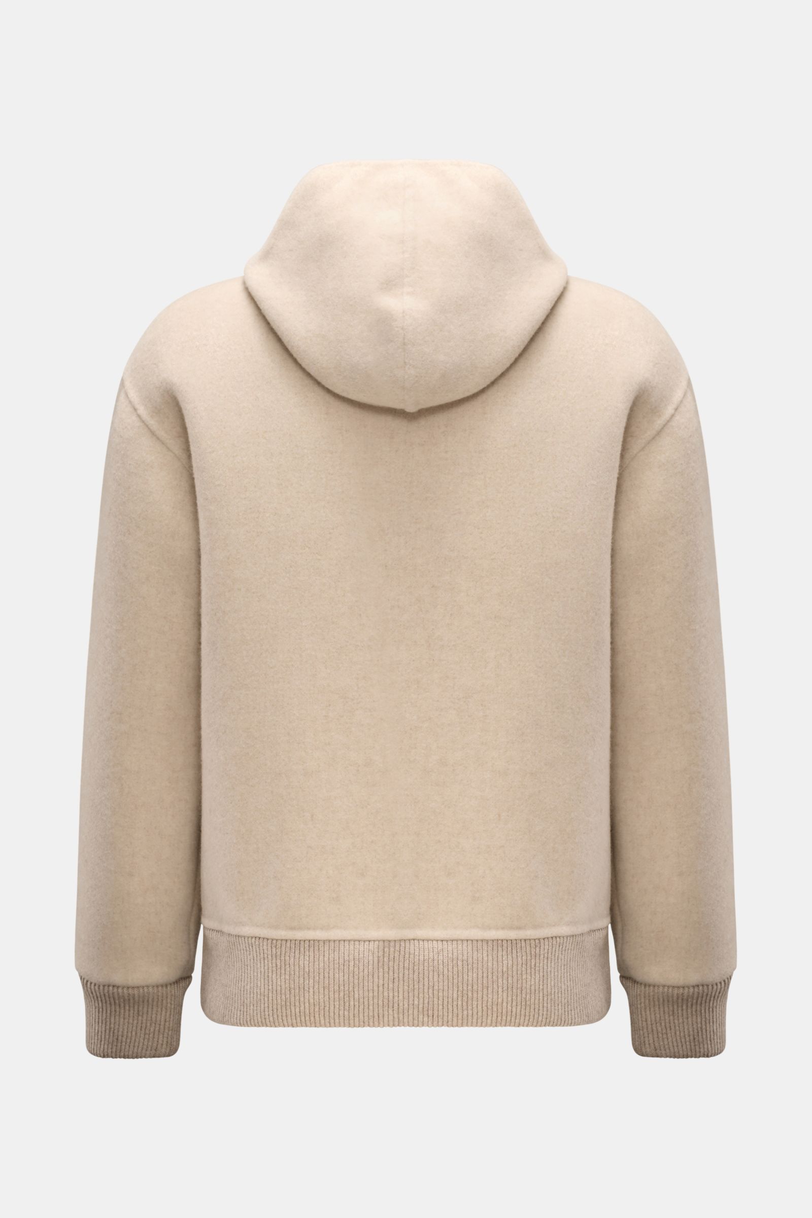 Beige Fedeli Blouson 'Solferino' Rückansicht, Kapuzen-Blouson aus Schurwolle und Cashmere, Slim Fit, elastische Bündchen, Unconstructed Design.