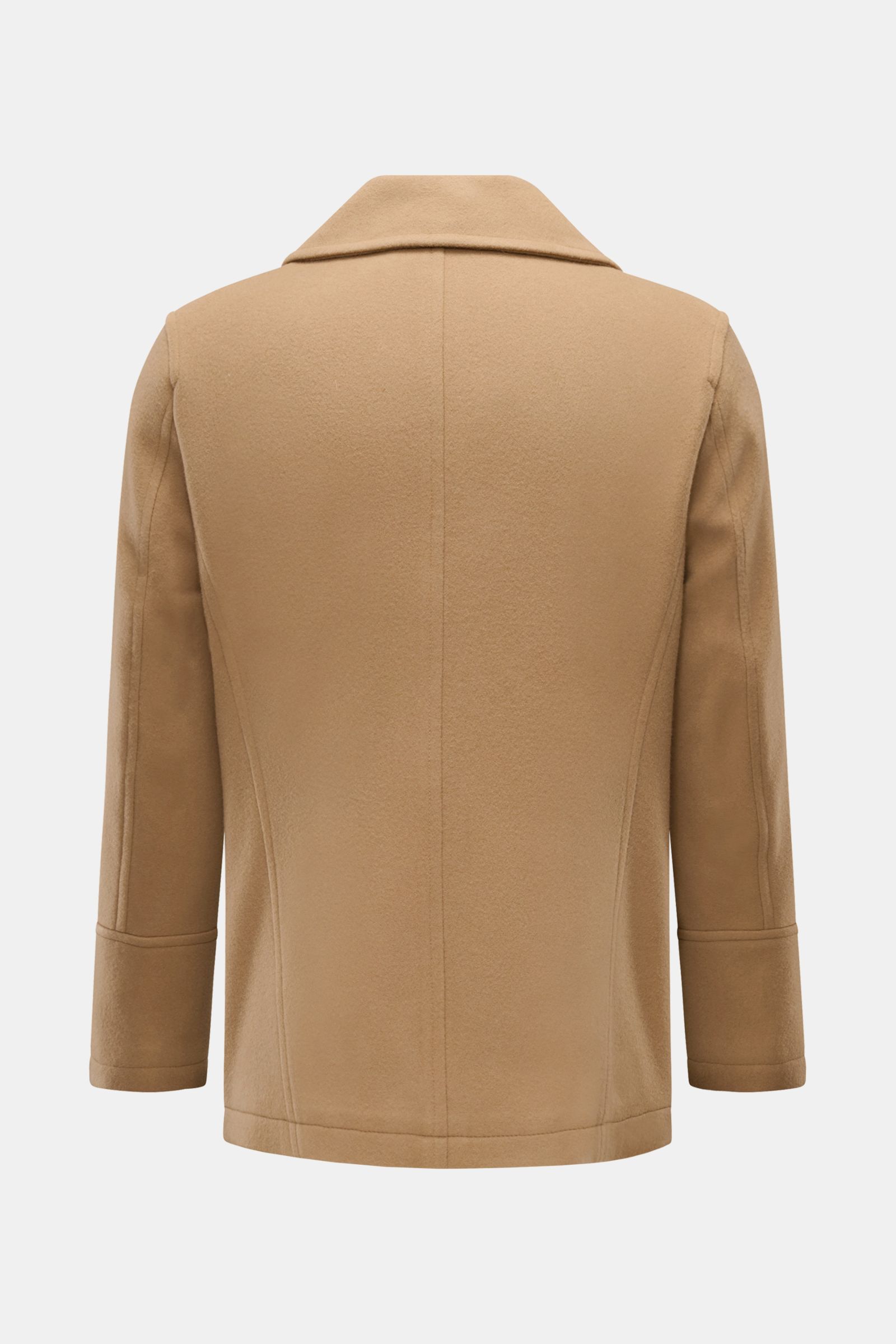Sealup Cabanjacke 'Amalfi Peacoat' camel, Rückansicht, weiche Wolle-Cashmere-Mischung, leichte Wattierung, Slim Fit, breiter Reverskragen.