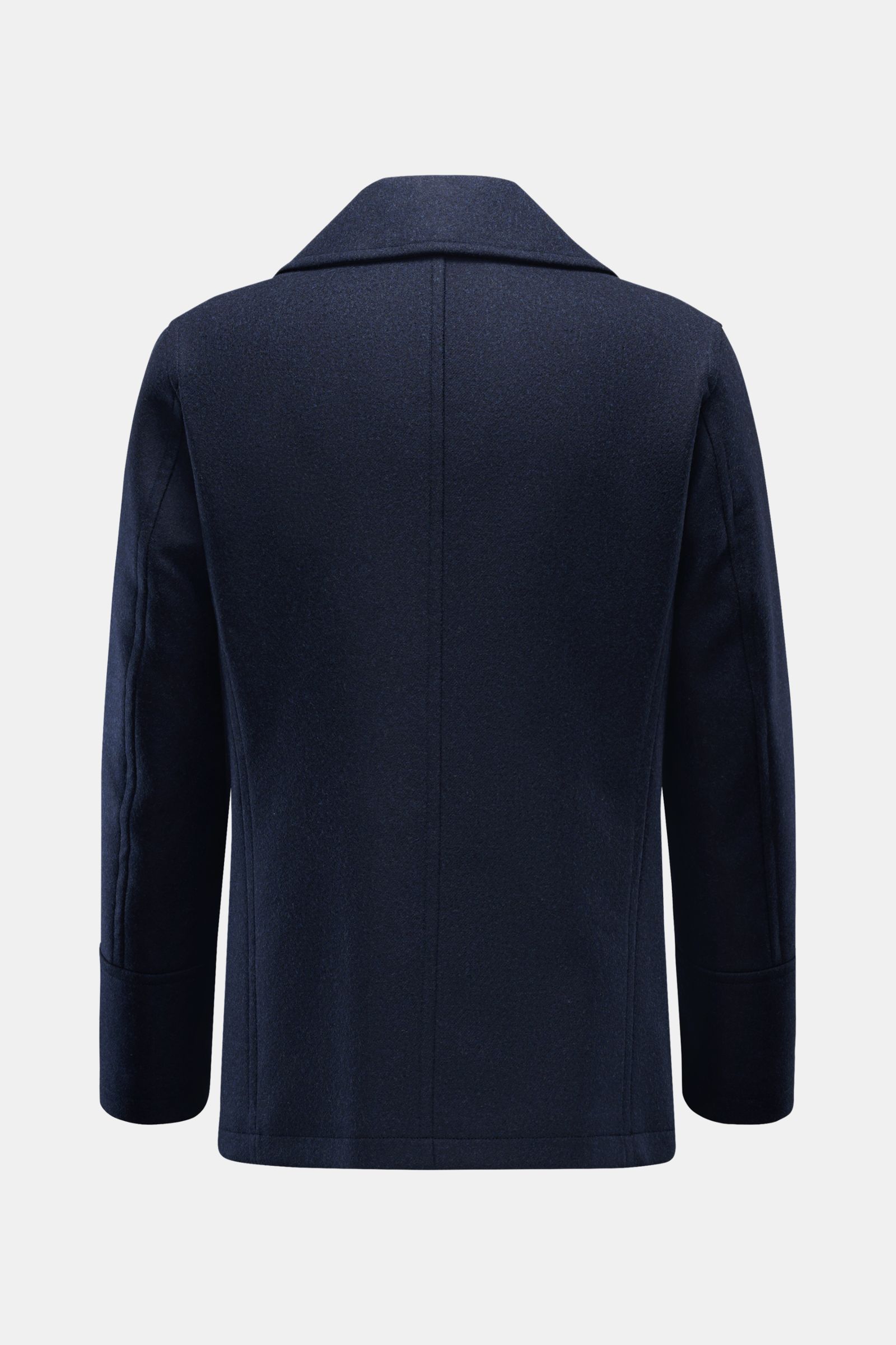 Sealup Cabanjacke 'Amalfi Peacoat' navy Rückansicht mit breitem Reverskragen, weicher Wolle, leichter Wattierung, Slim Fit, zwei Innentaschen.