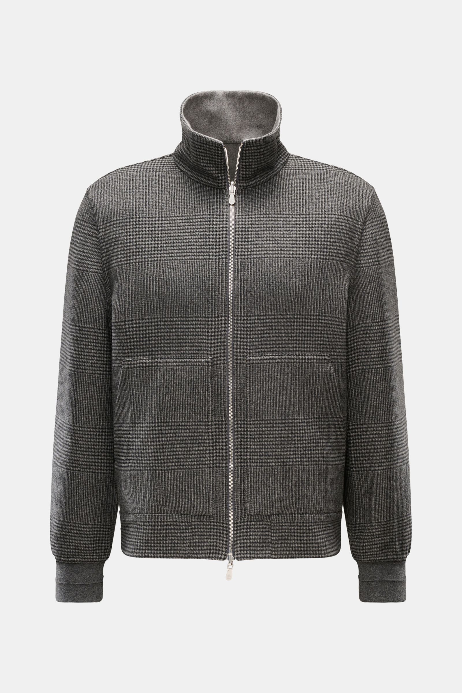 BRUNELLO CUCINELLI cashmere blouson black/grey checked | BRAUN Hamburg