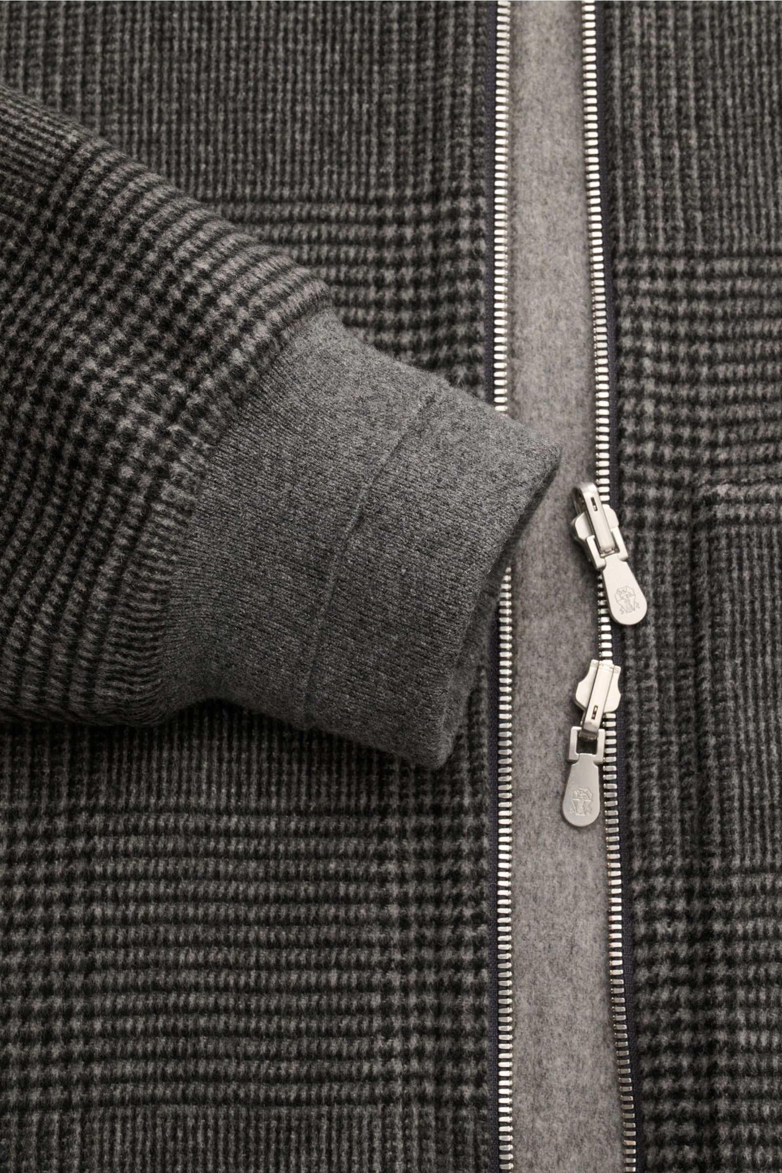 BRUNELLO CUCINELLI ブルゾン BRUNELLO CUCINELLI cashmere blouson black/grey checked | BRAUN Hamburg