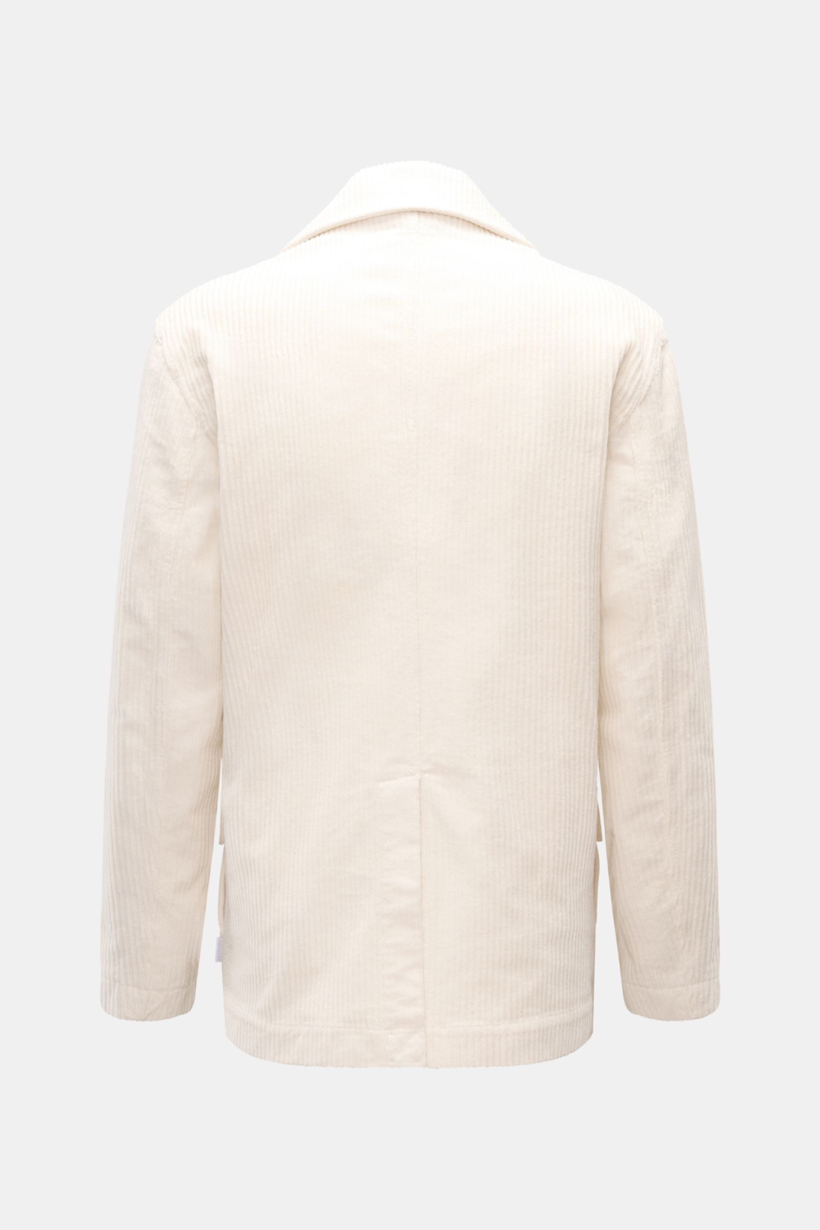 Rückansicht der 04651/ A trip in a bag Cord-Cabanjacke creme aus voluminösem Breitcord mit Rückenmittelschlitz, Slim Fit und breitem Reverskragen.