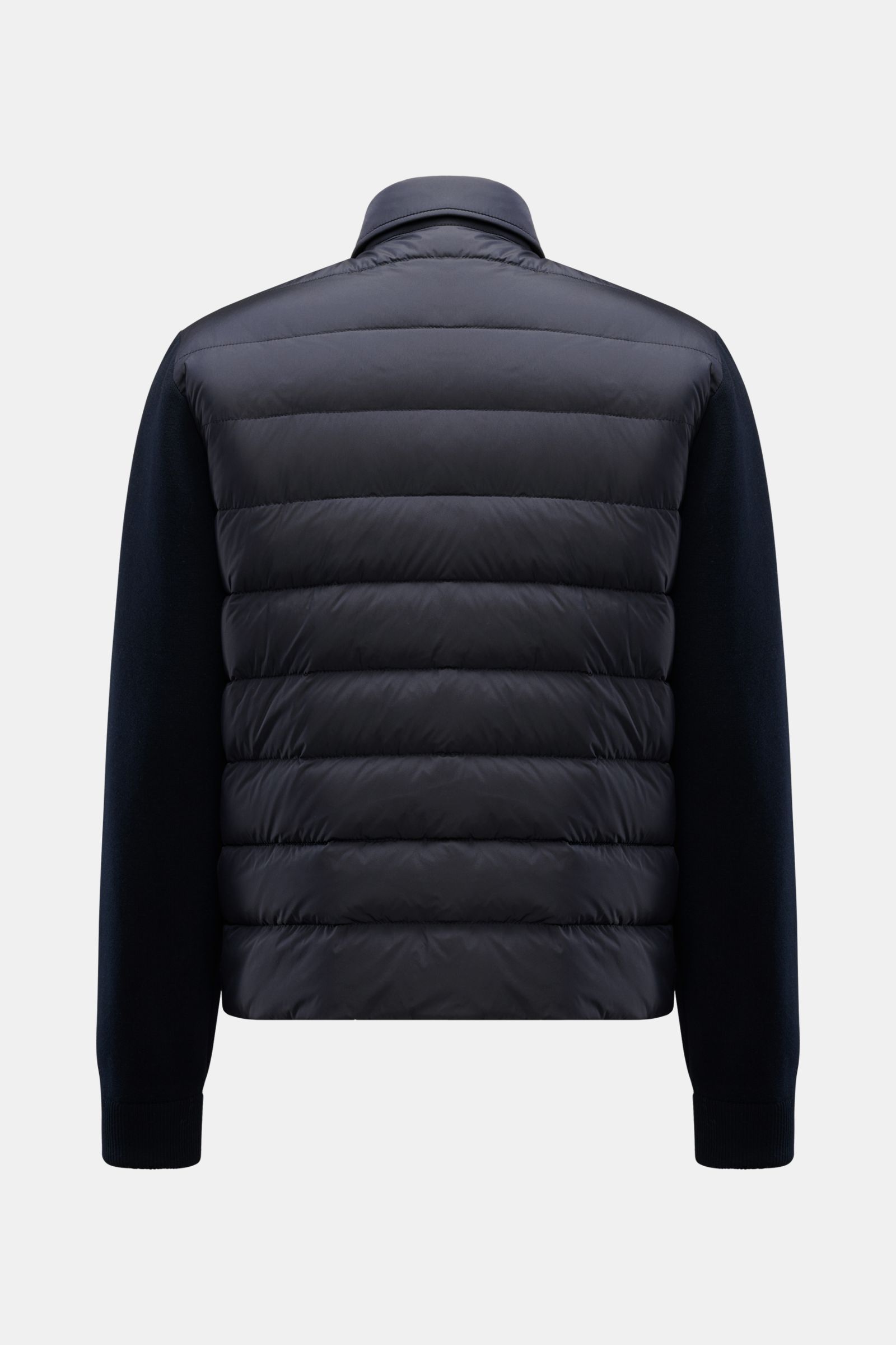 Rear view of Moorer Daunenjacke 'Ardesi' navy with padded back, comfortable sweat sleeves, elastic cuffs, and slim fit design.