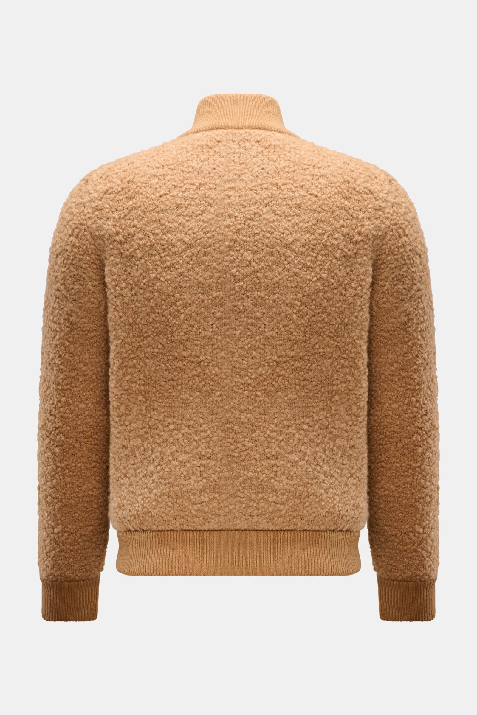 Rückansicht des Moorer Daunenblouson 'Arena' camel, Slim Fit, mit weicher Seide-Kamelhaar-Mischung, elastischen Bündchen, leichter Daunenfüllung.