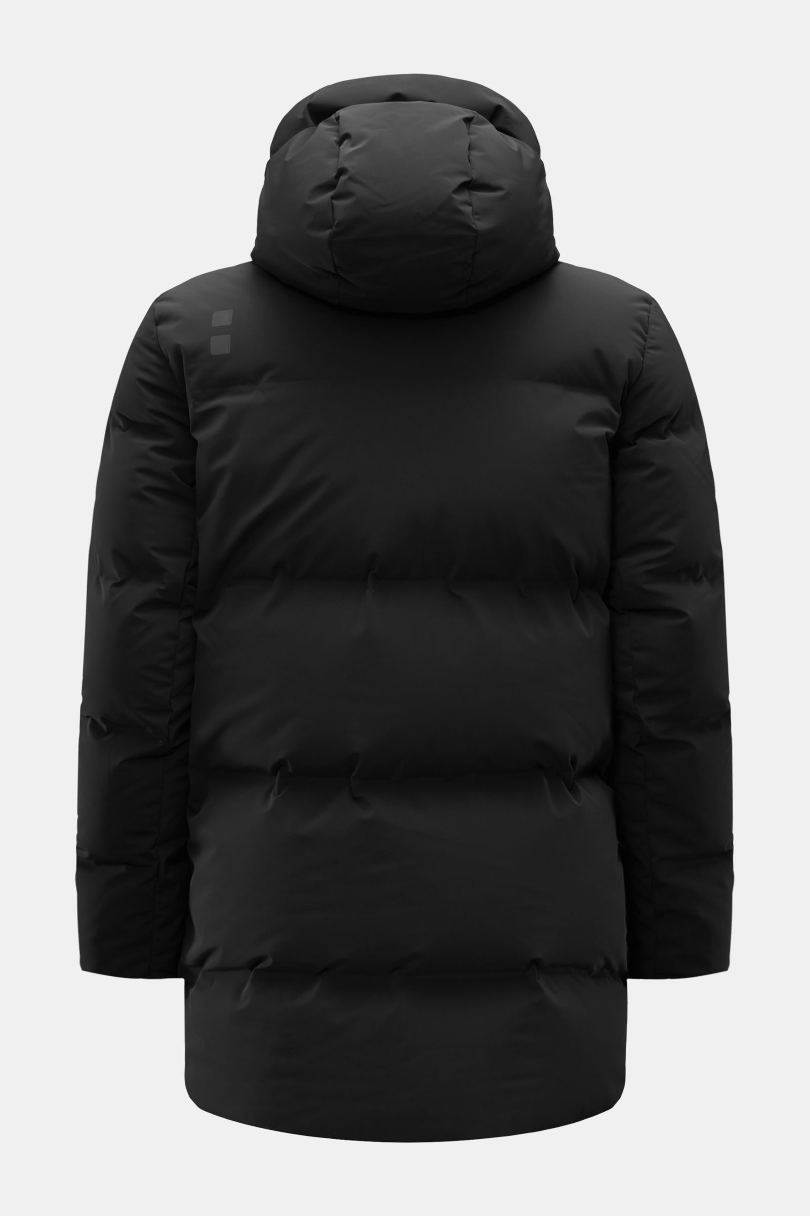 UBR Daunenjacke 'Titan' schwarz, Rückansicht, gesteppte, wasserdichte Microfaser mit Kapuze, atmungsaktiv, Daunenfüllung, Regular Fit, Logo-Print.