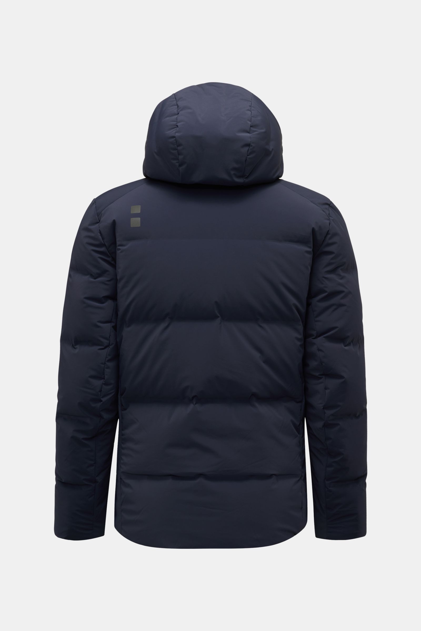 UBR Daunenjacke 'Bolt' navy von hinten, Slim Fit, leichte Daunenfüllung, abnehmbare Kapuze, wasserdicht, atmungsaktiv, reflektierendes Logo.