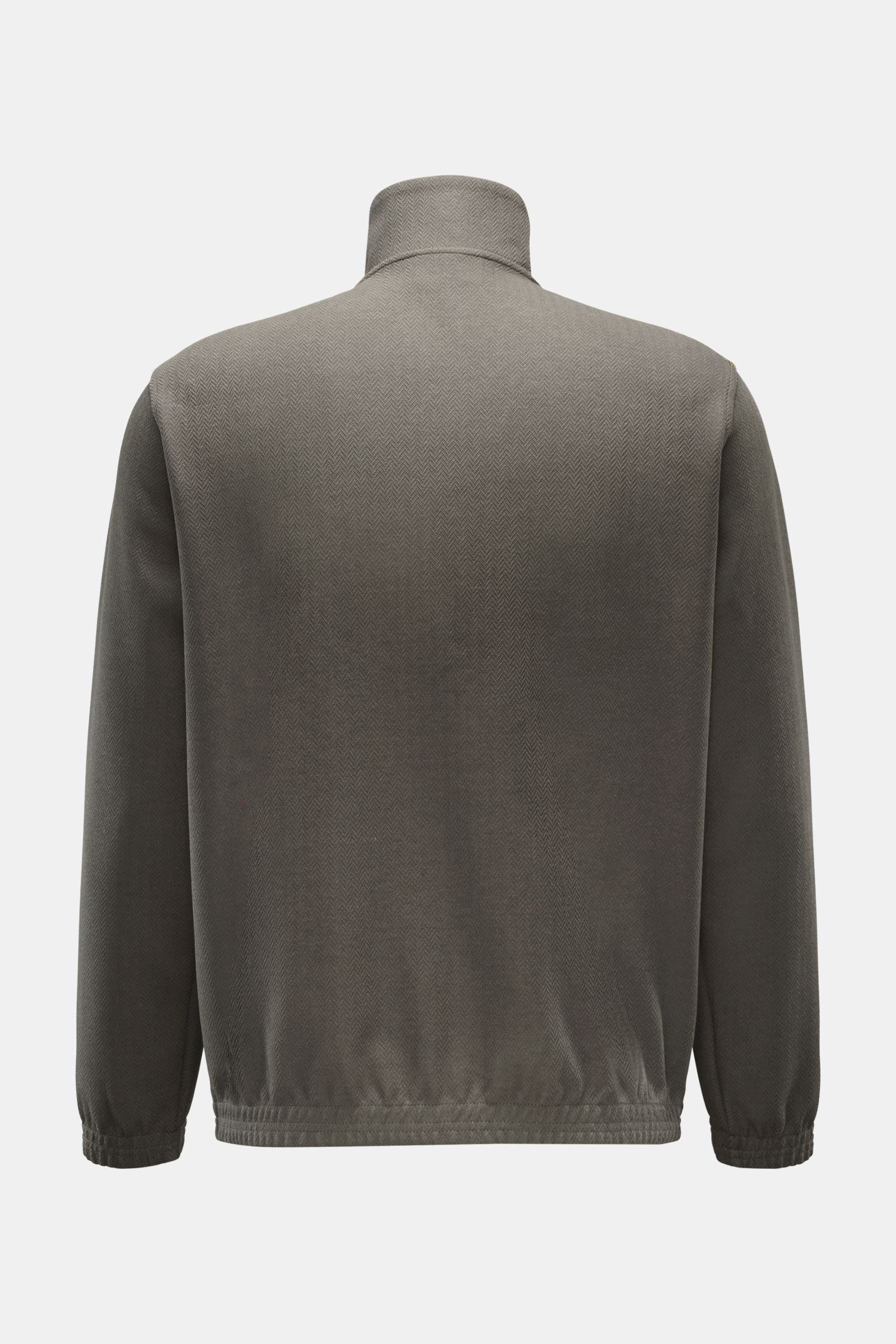 Emporio Armani Blouson grey-green shown from the back, slim fit with standing collar, elastic cuffs and hem, lightweight cotton-Lyocell blend. Sporty and timeless: This blouson by EMPORIO ARMANI has a casual design that makes it a versatile essential for 