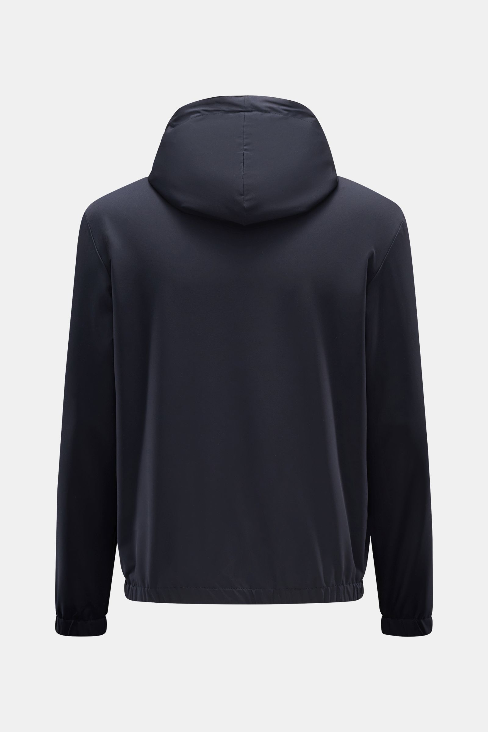 Marco Pescarolo Wende-Blouson 'Macan' navy, Rückansicht, Kapuzen-Blouson aus elastischer Schurwolle, Slim Fit, wendbar, mit elastischem Bund und Ärmelbündchen.