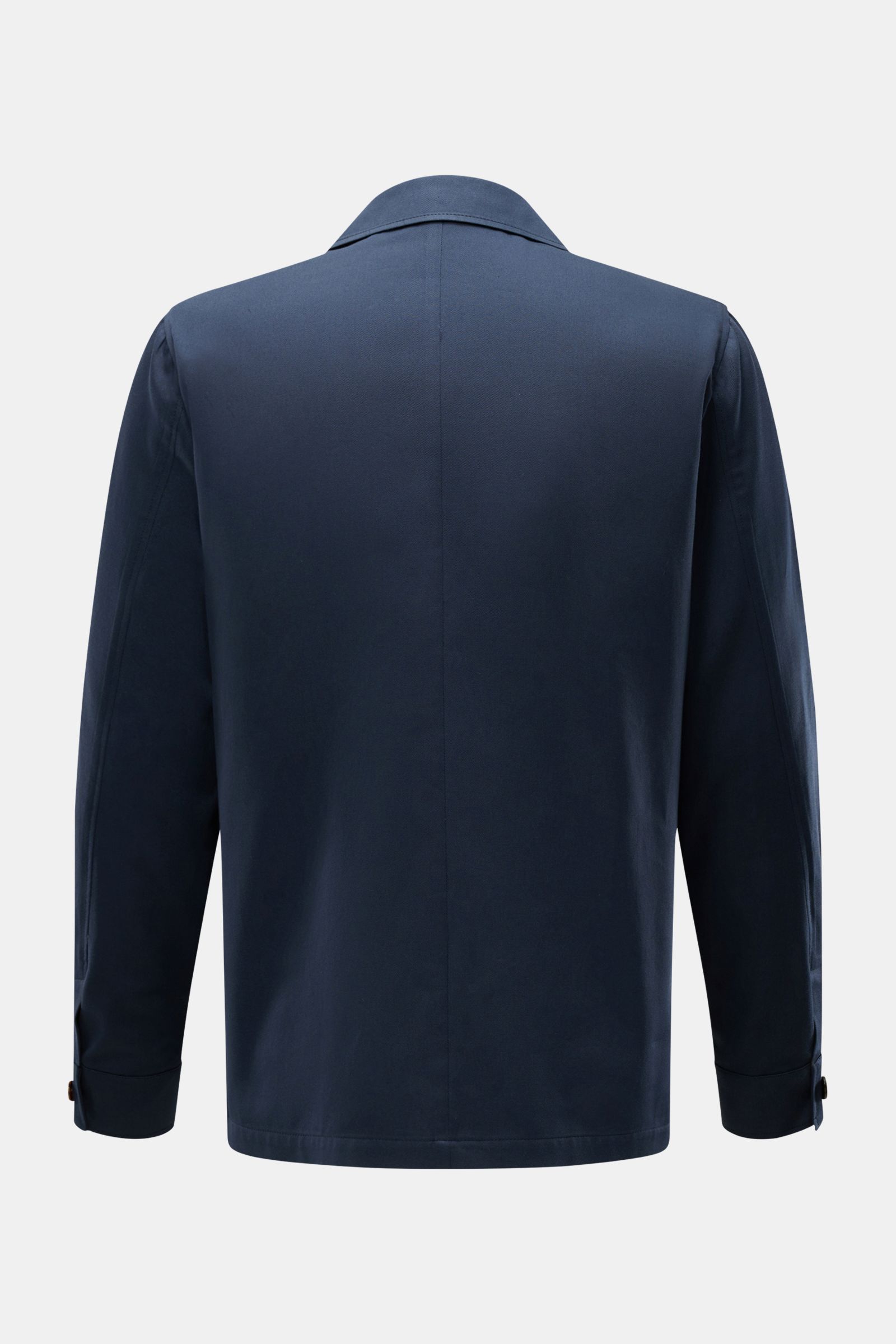 Corneliani Jacke navy, Rückansicht, Slim Fit, elastische Baumwolle, Umlegekragen, Manschettenärmel, smartes Layering-Piece.