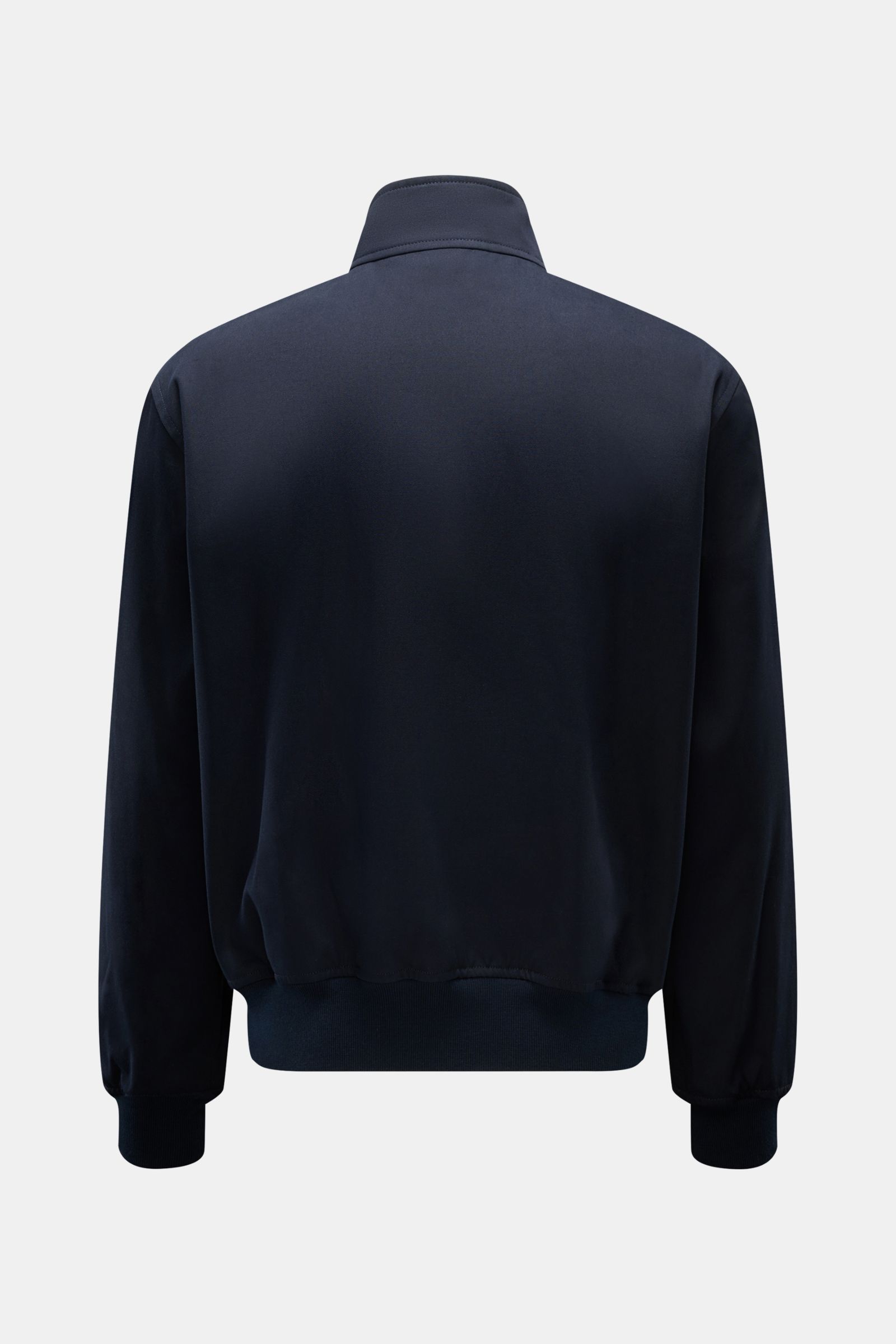 Back view of A.P.C. Blouson dark navy in pure cotton gabardine with buttoned standing collar, elastic cuffs and hem, photographed on a plain background.

Description: Distinctive, urban and clean: This blouson by A.P.C. plays with clear shapes. High-quali