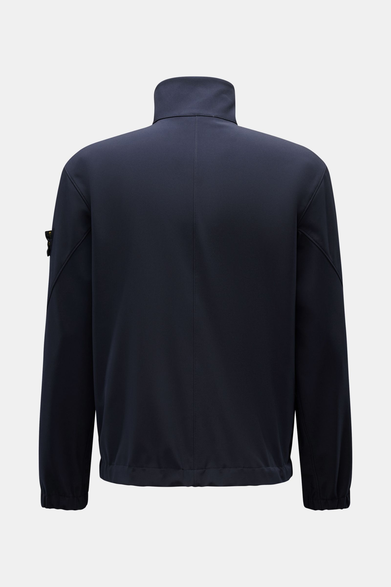 Stone Island Jacke 'Light Soft Shell-R' navy Rückansicht, Slim Fit Soft Shell mit Stehkragen, Kompass-Badge, wind- und wasserabweisend, elastische Ärmelbündchen.